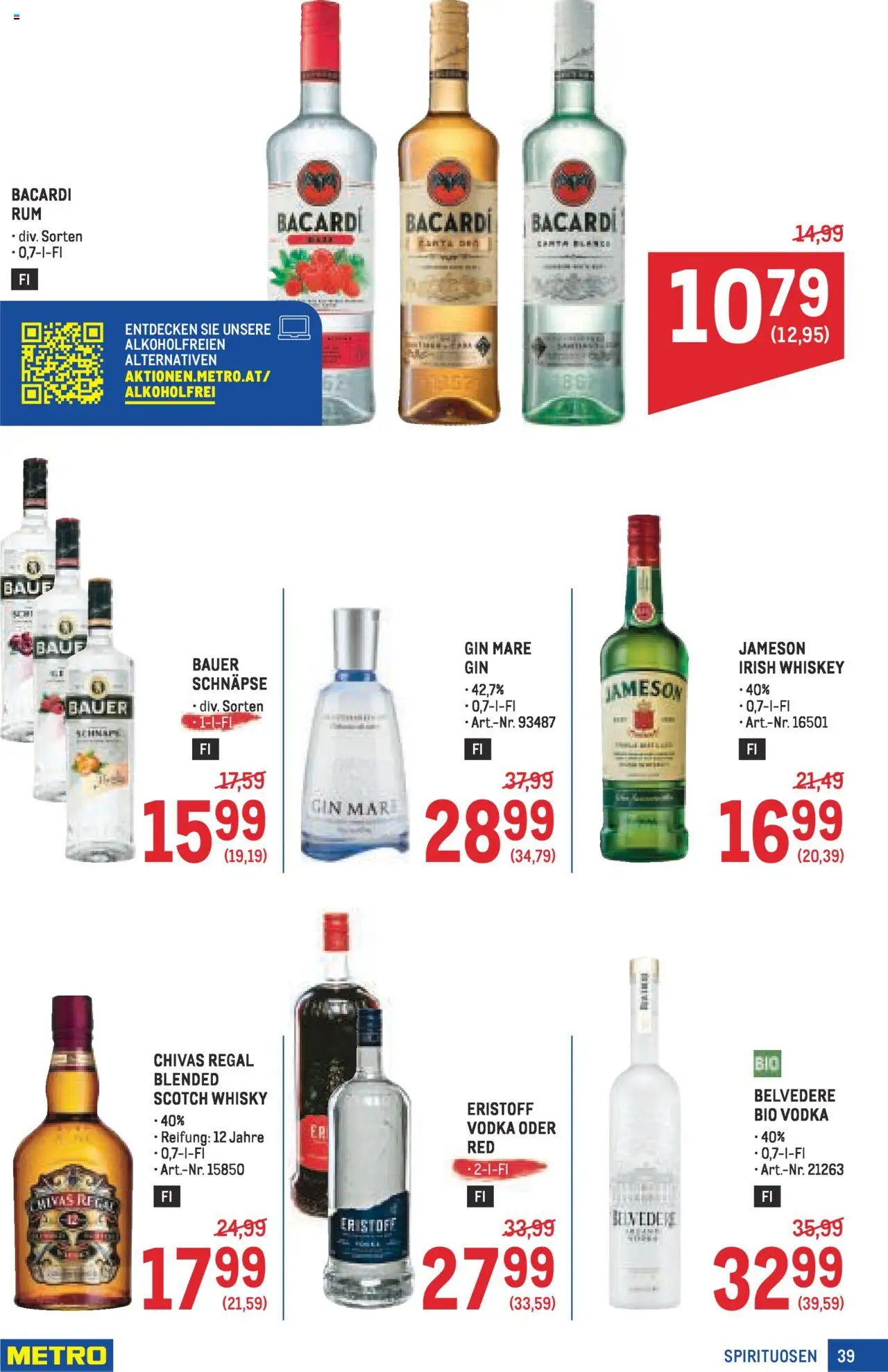 Metro Angebote Profi gültig ab 21.08.2025 | Seite: 39 | Produkte: Gin, Whiskey, Regal