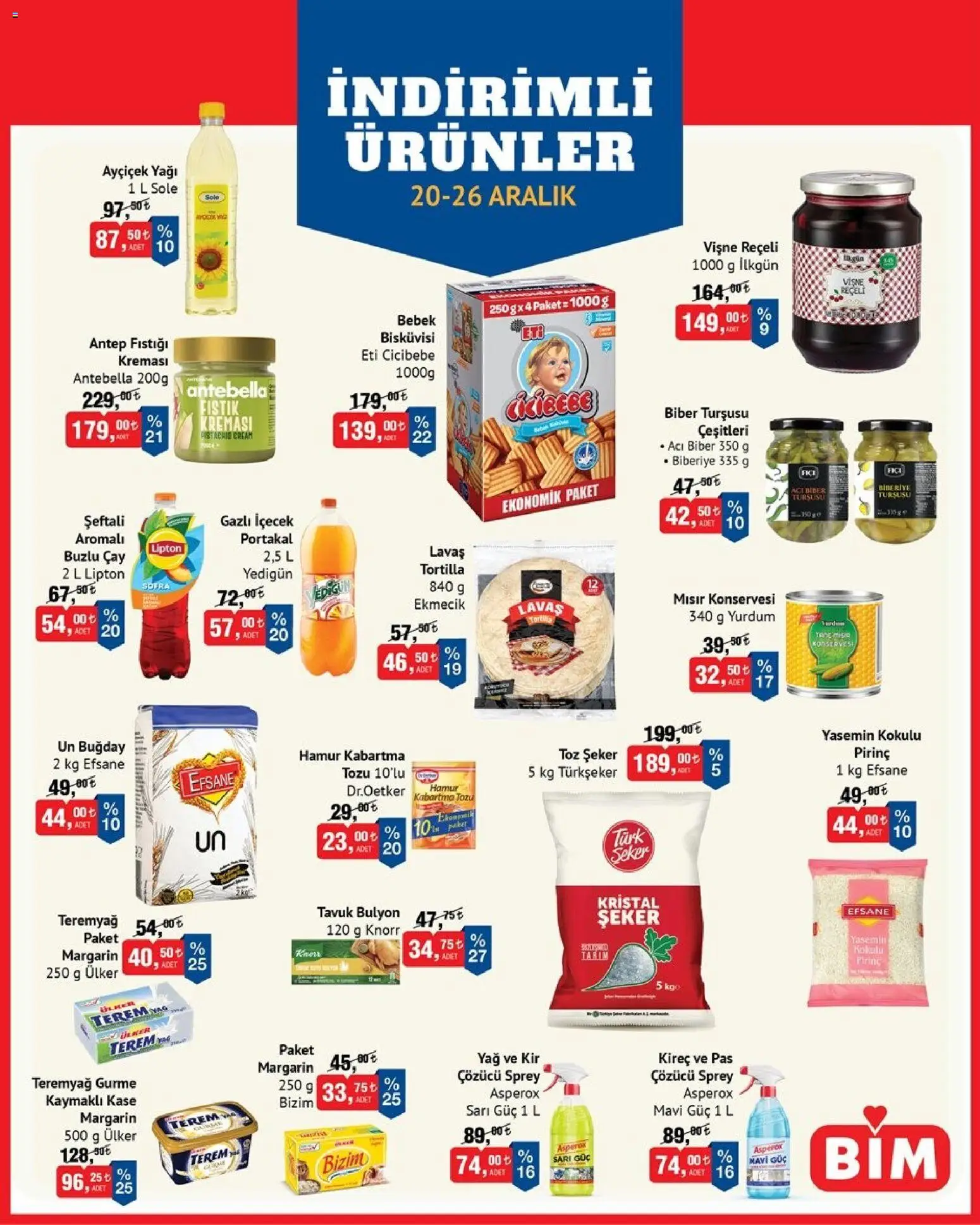 BİM İndirimli Ürünler - 20.12.2025 tarihinden itibaren geçerlidir | Sayfa: 1 | Ürünler: Kaşe, Şeftali, Toz şeker, Mısır