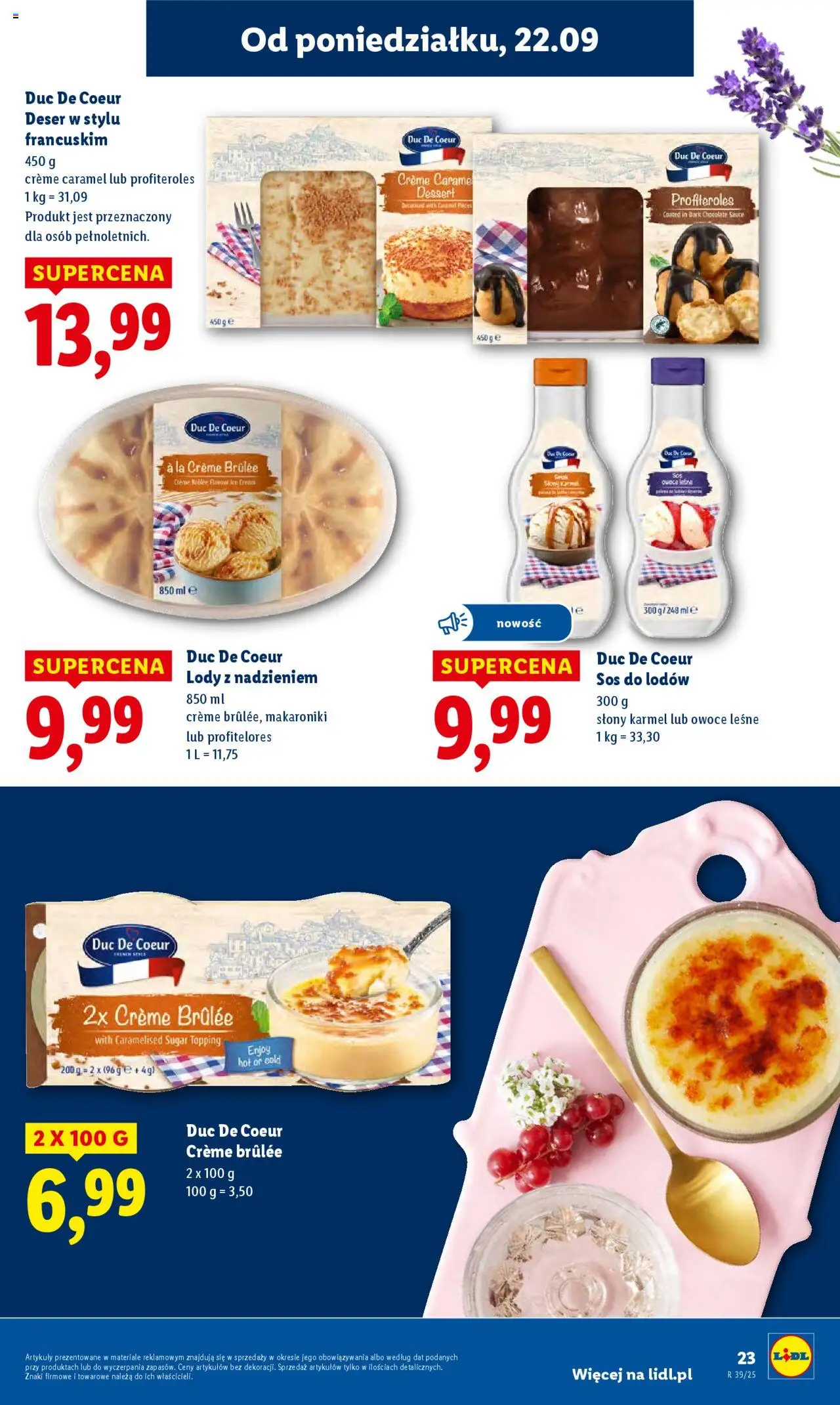 Lidl Gazetka od 22.09.2025 | Strona: 29 | Produkty: Profiteroles, Lody, Owoce, Sos
