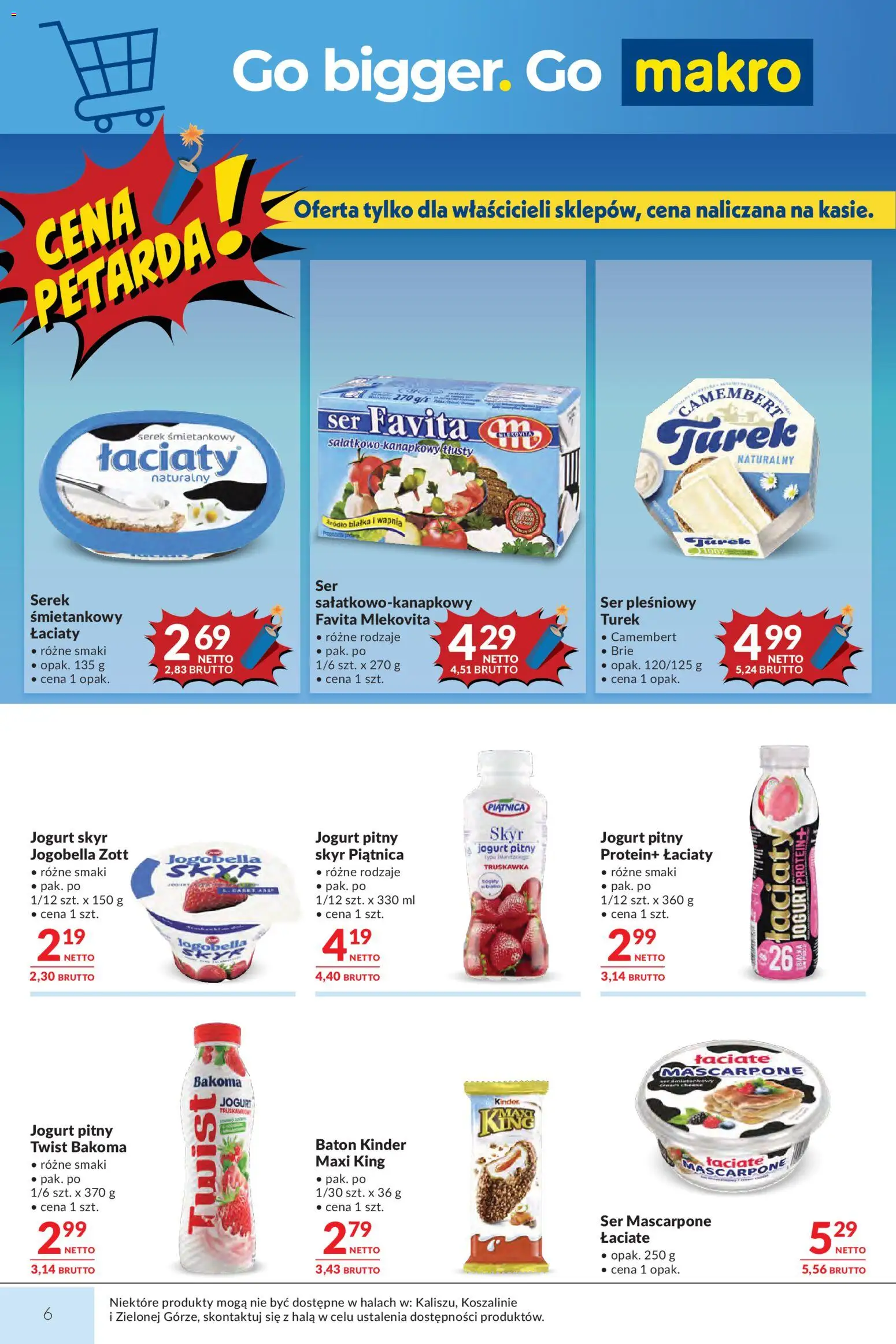 Makro gazetka od 28.04.2026 | Strona: 6 | Produkty: Camembert, Baton, Ser mascarpone, Skyr
