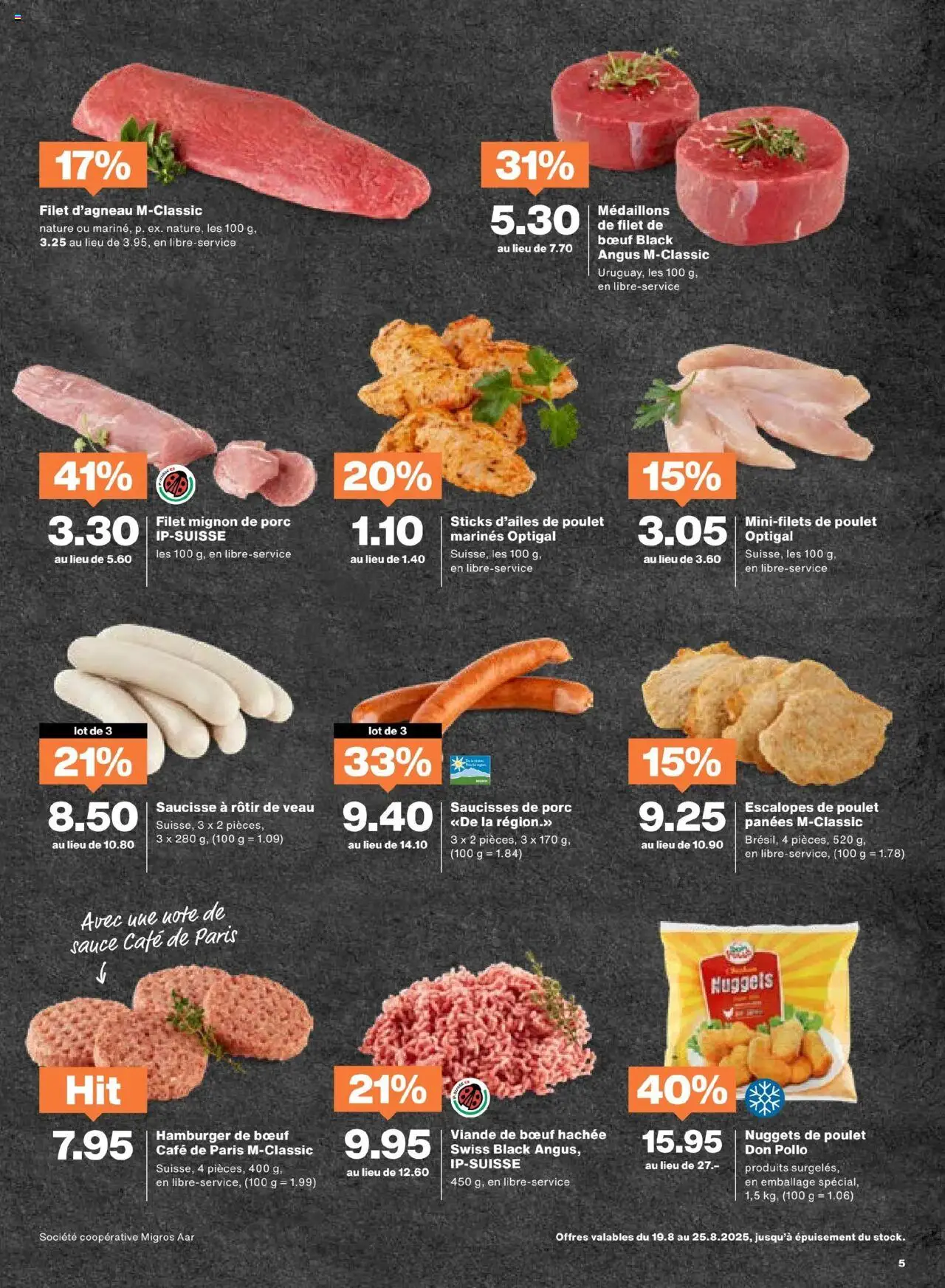 Migros Aktionen FR ab 19.08.2025 | Seite: 5 | Produkte: Burger