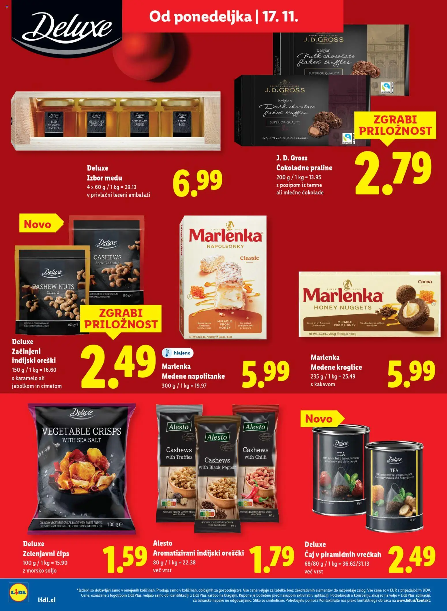 Novi Lidl katalog ponudbe – veljaven od 13.11.2025 | Stran: 60 | Izdelki: Napolitanke, Indijski oreščki, Caj, Cips