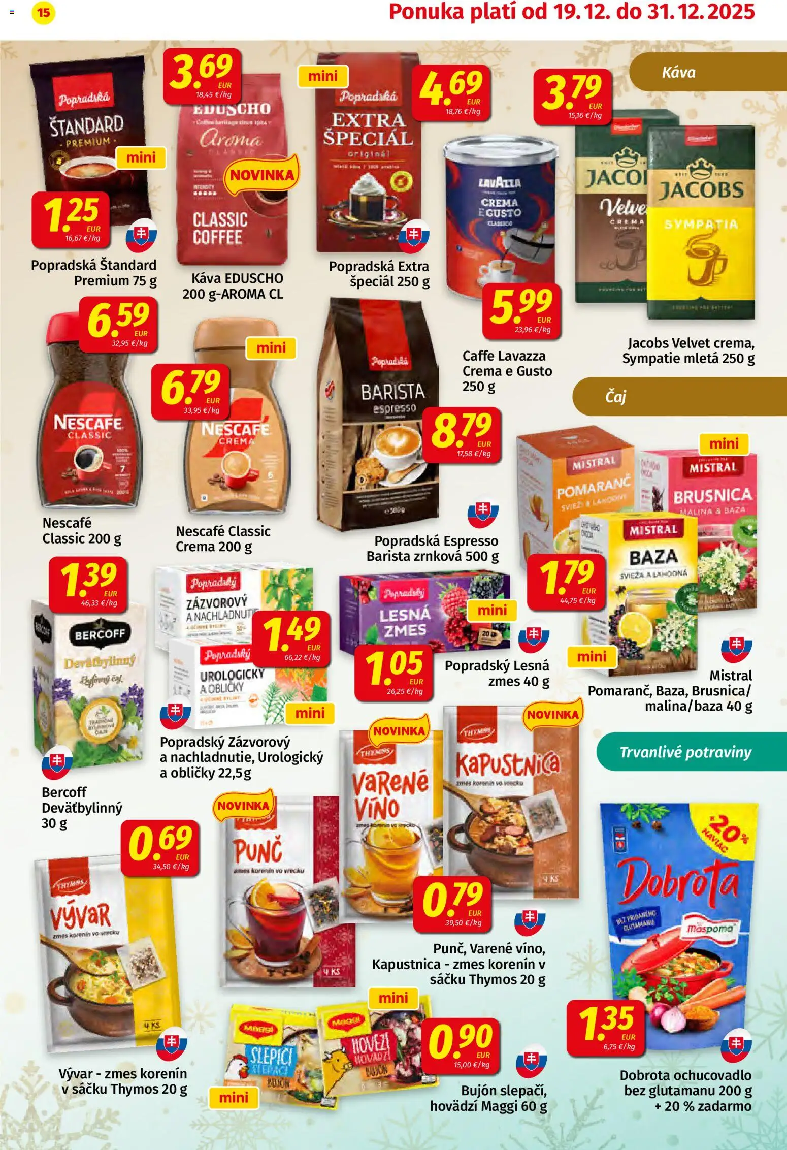 Nové Koruna akcie – leták je platný od 19.12.2025 | Strana: 15 | Produkty: Bujón, Víno, Barista, Lavazza