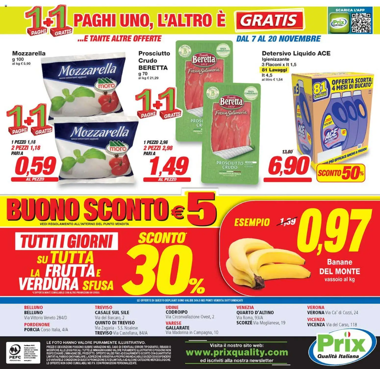 Volantino Prix del 07.11.2025 | Pagina: 16 | Prodotti: Frutta, Mozzarella, Prosciutto, Vassoio