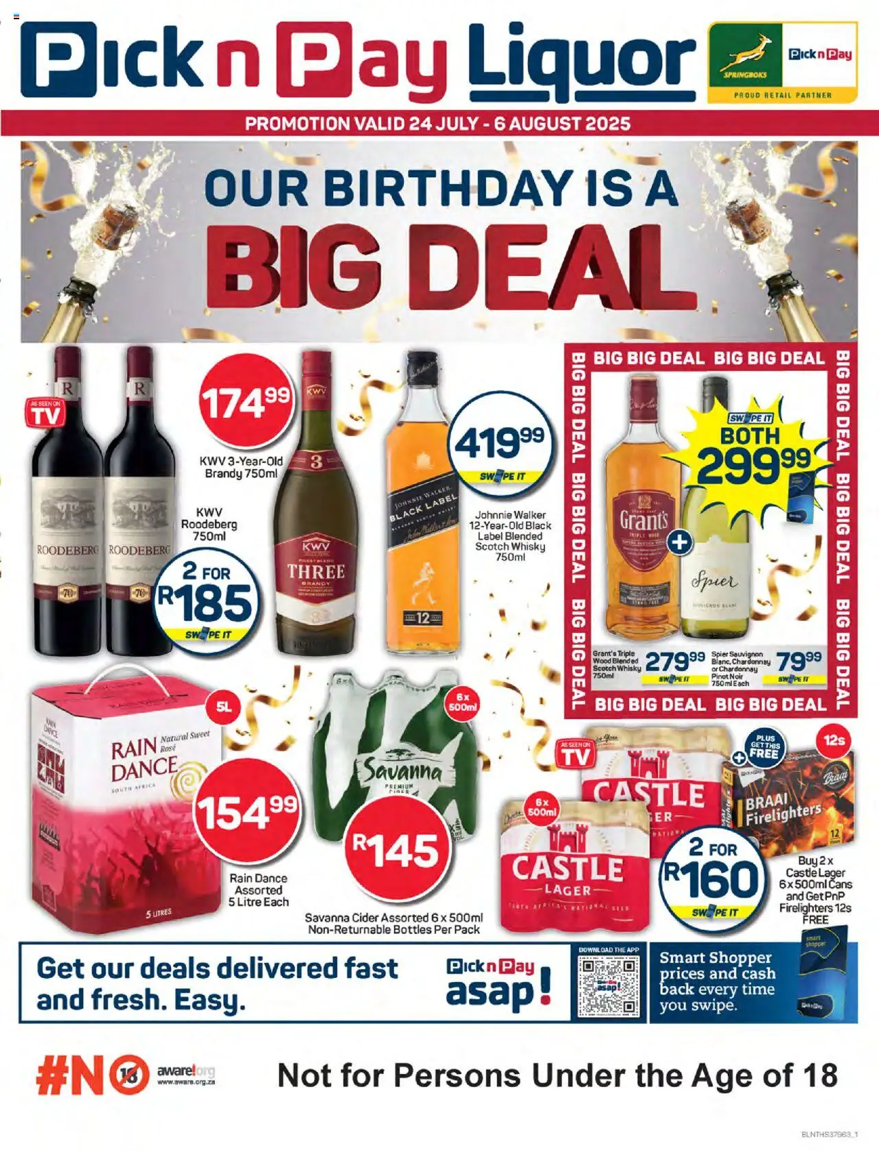 Pick n Pay - Birthday Liquor Specials │ valid from 24.07.2025 | Page: 1 | Products: Brandy, Cider, Beet