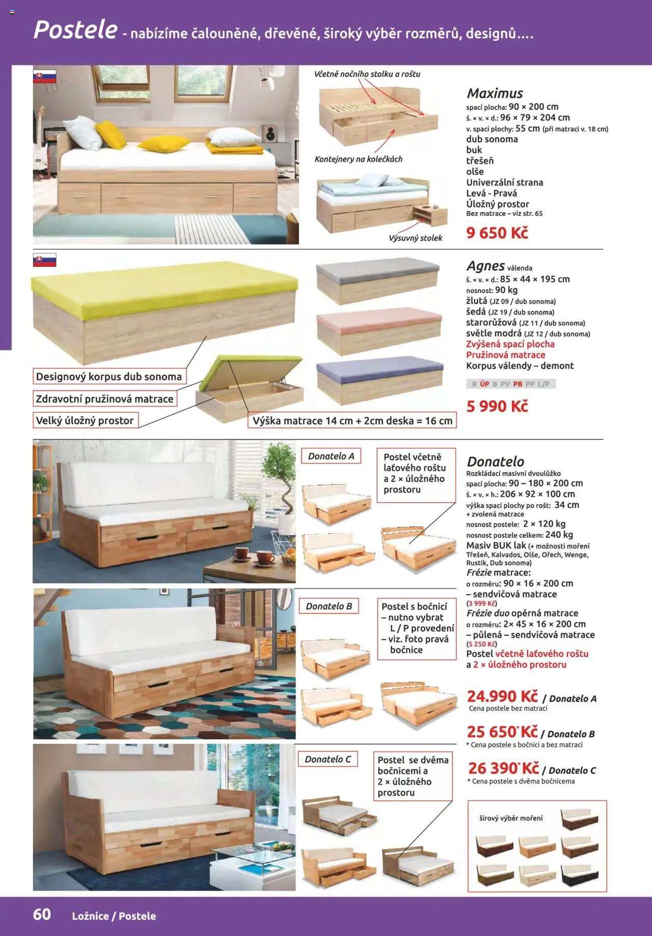 ORFA nábytek katalog 2025-2026 od 01.10.2025 | Strana: 60 | Produkty: Válenda, Postele, Postel, Stolek