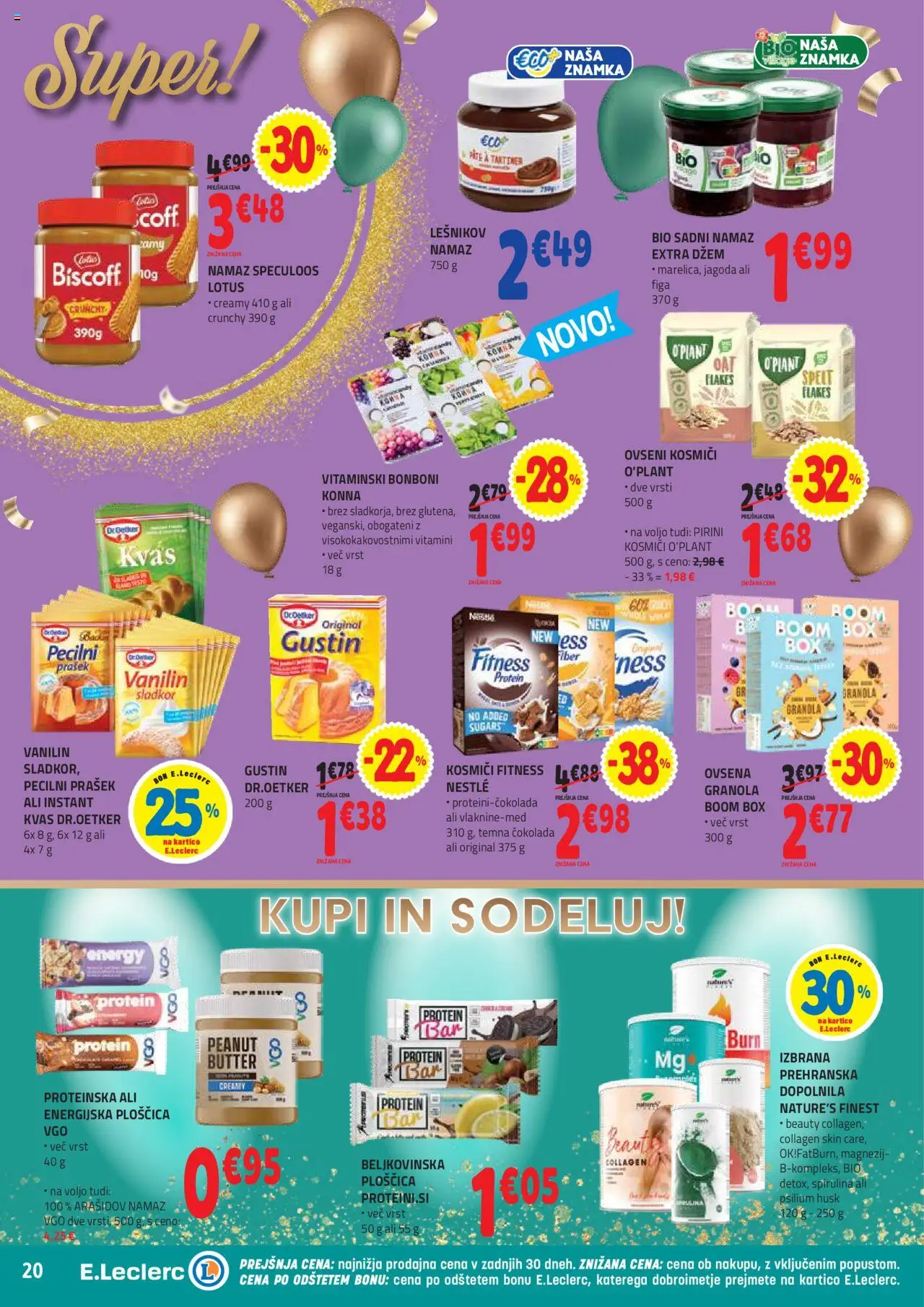 Novi E.leclerc katalog ponudbe – veljaven od 22.10.2025 | Stran: 20 | Izdelki: Bonboni, Džem, Kosmici, Sladkor