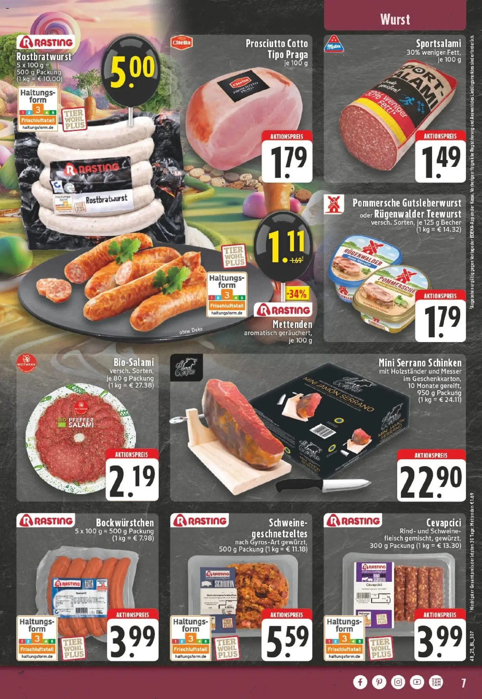 Edeka prospekt Puderbach	 – gültig ab 23.11.2025 | Seite: 7 | Produkte: Cevapcici, Serrano schinken, Schinken, Fleisch
