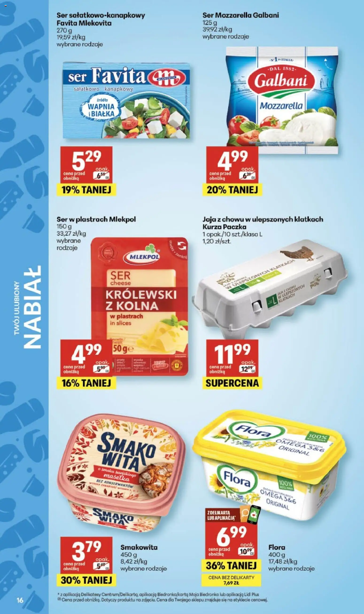 Delikatesy Centrum gazetka od 05.03.2026 | Strona: 16 | Produkty: Ser favita, Ser, Mozzarella, Jaja