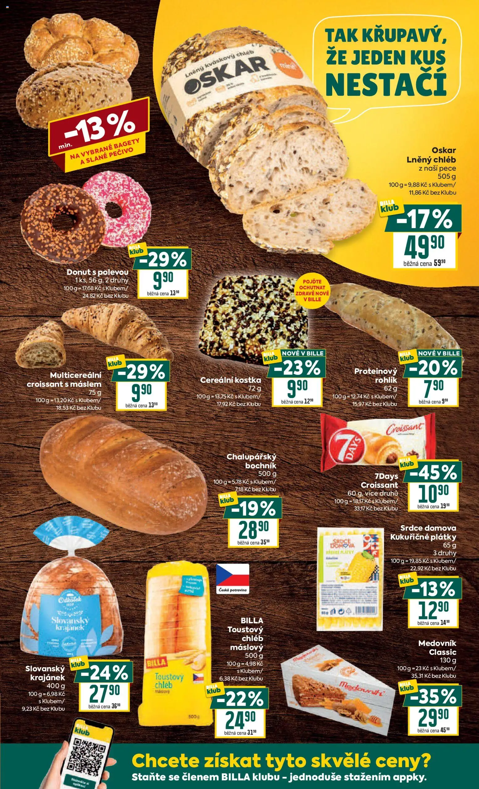 Billa Velký leták od 18.03.2026 | Strana: 13 | Produkty: Chléb, Rohlík, Proteinový croissant, Pečivo