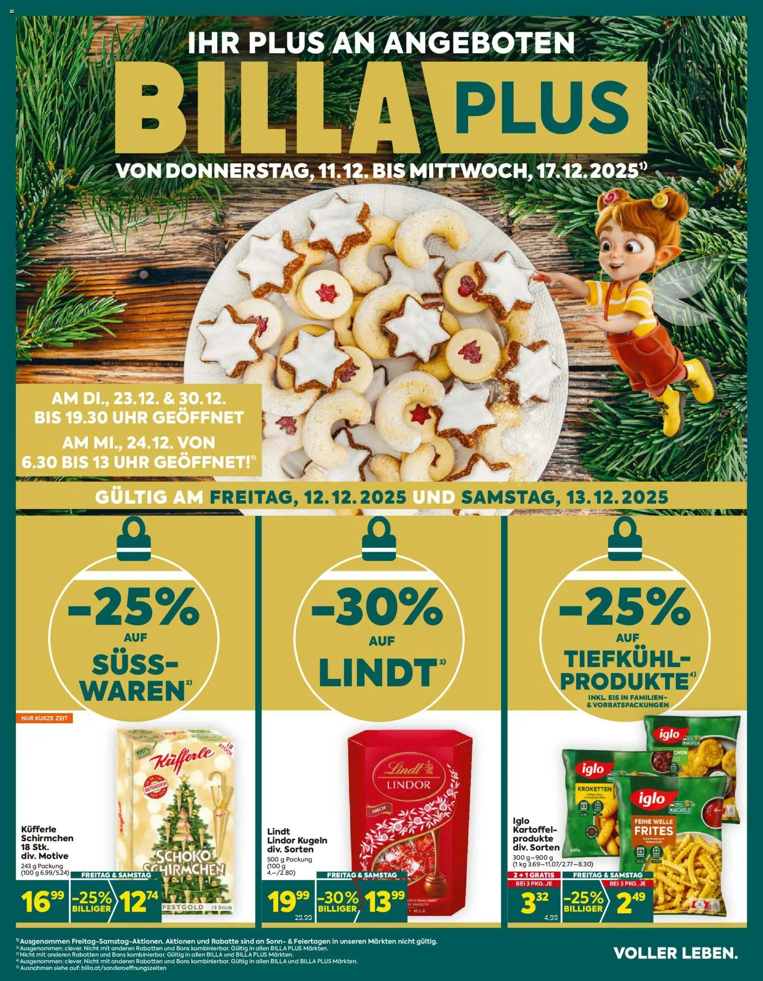 Billa Plus Flugblatt gültig ab 11.12.2025 | Seite: 1 | Produkte: Eis, Uhr, Milch