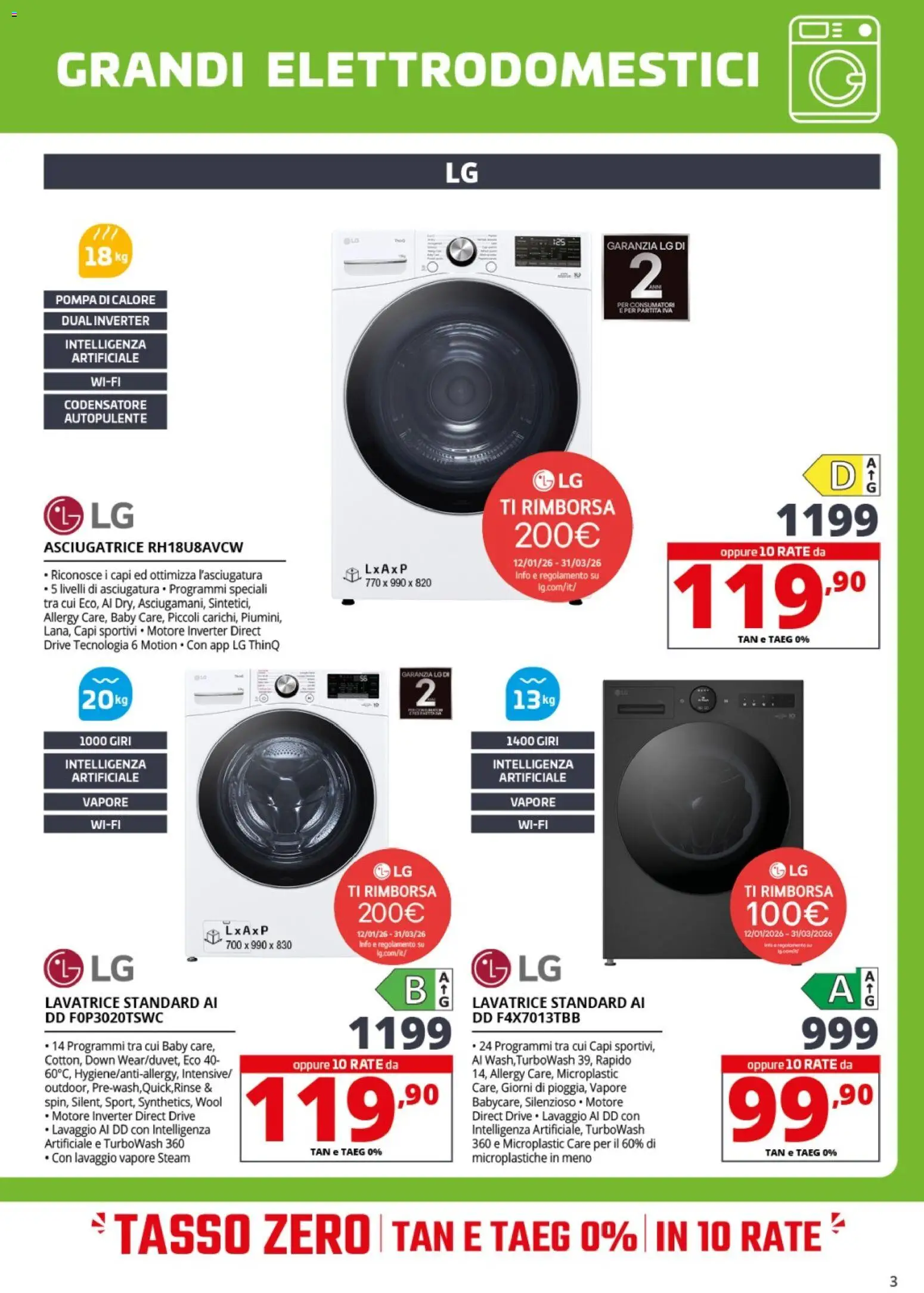 Volantino Comet del 24.02.2026 | Pagina: 3 | Prodotti: Lavatrice, Asciugatrice