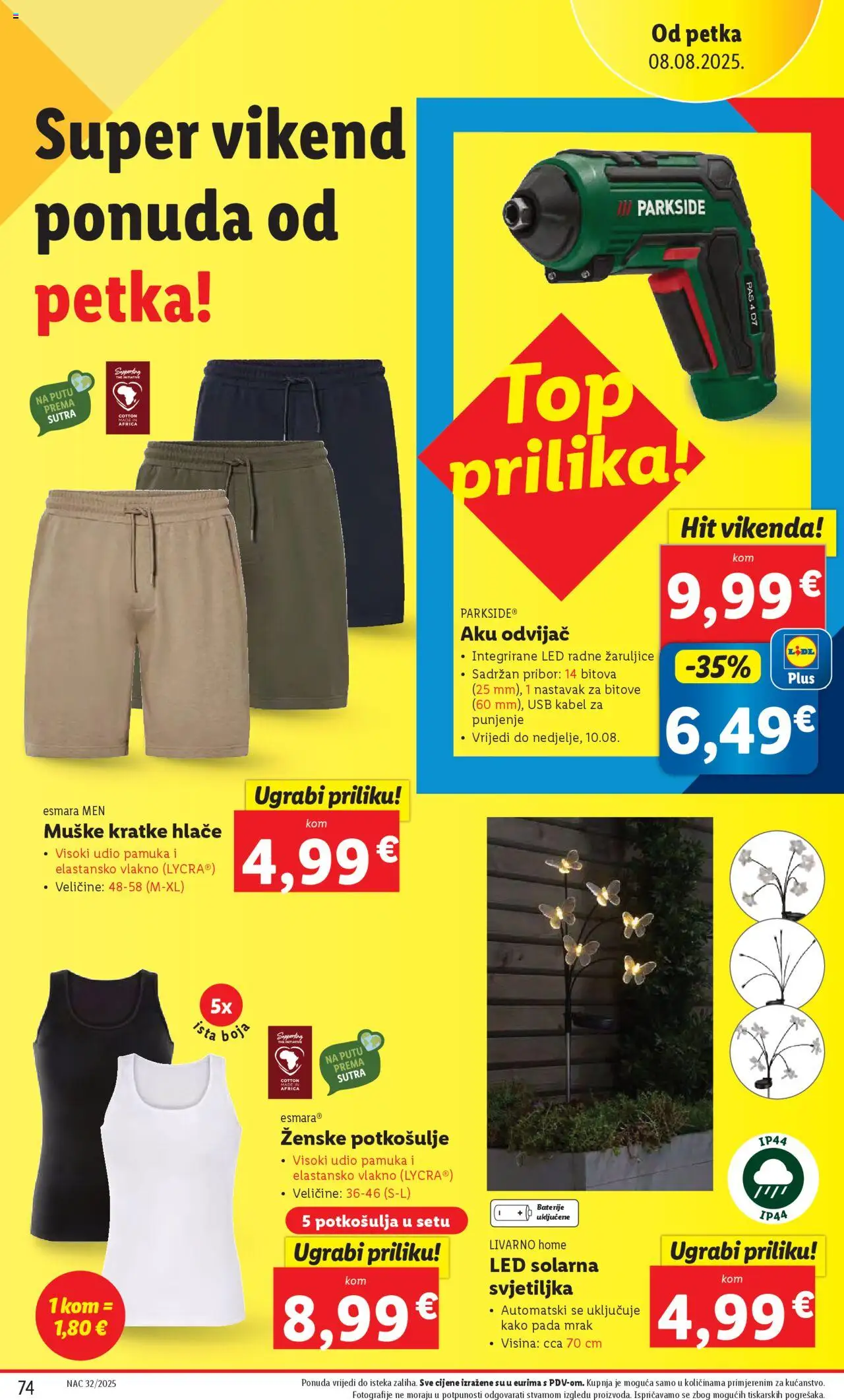 Lidl katalog | vrijedi od 04.08.2025 | Stranica: 74 | Proizvodi: Svjetiljka, Aku odvijač, Hlače, USB