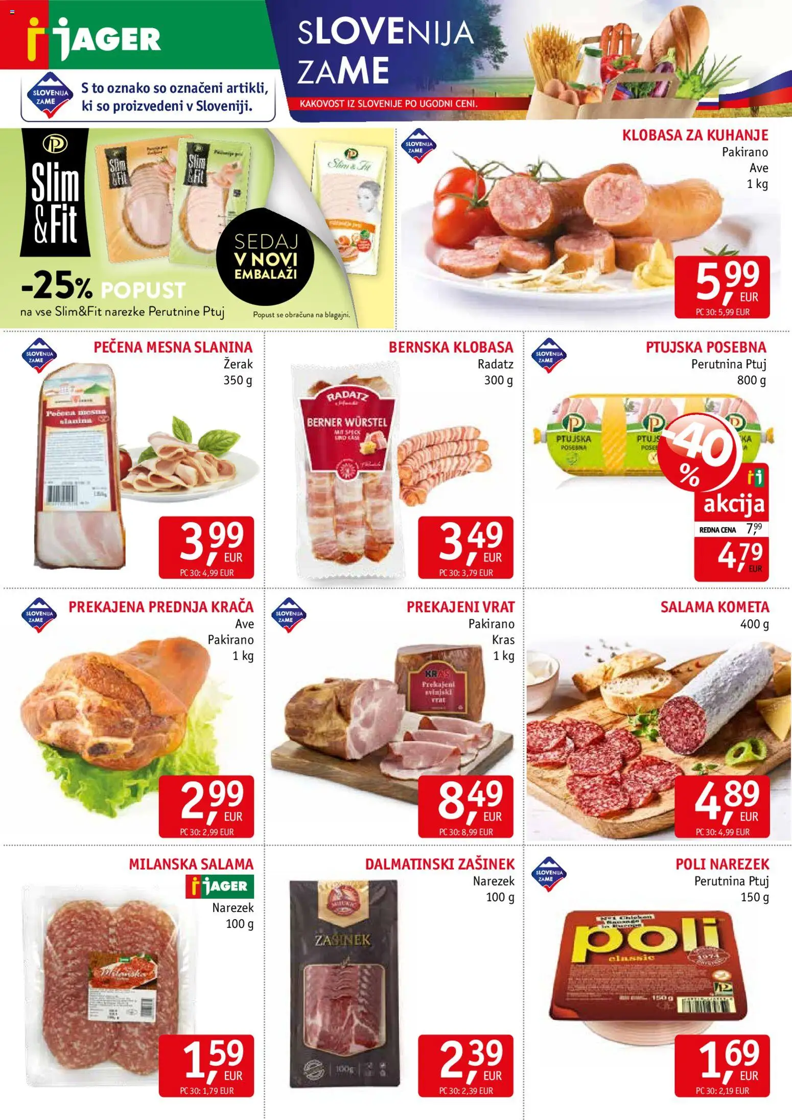 Novi Jager katalog ponudbe – veljaven od 07.01.2026 | Stran: 2 | Izdelki: Narezek, Slanina, Salama
