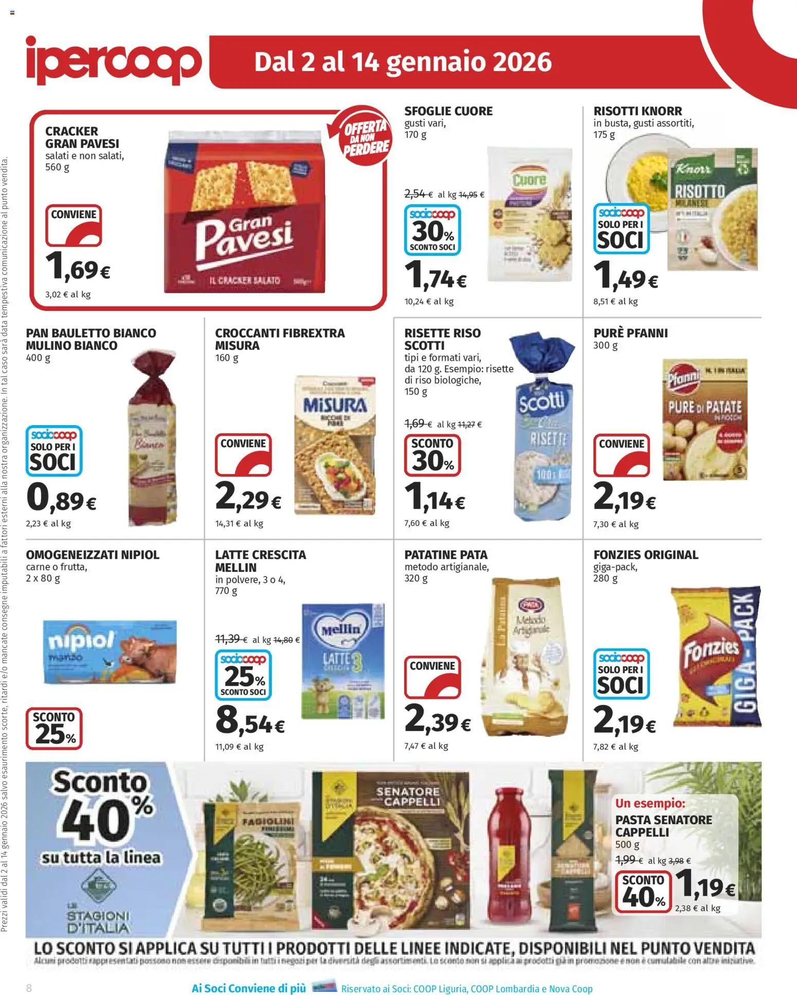Volantino Ipercoop del 02.01.2026 | Pagina: 8 | Prodotti: Patatine, Patate, Latte, Fagiolini