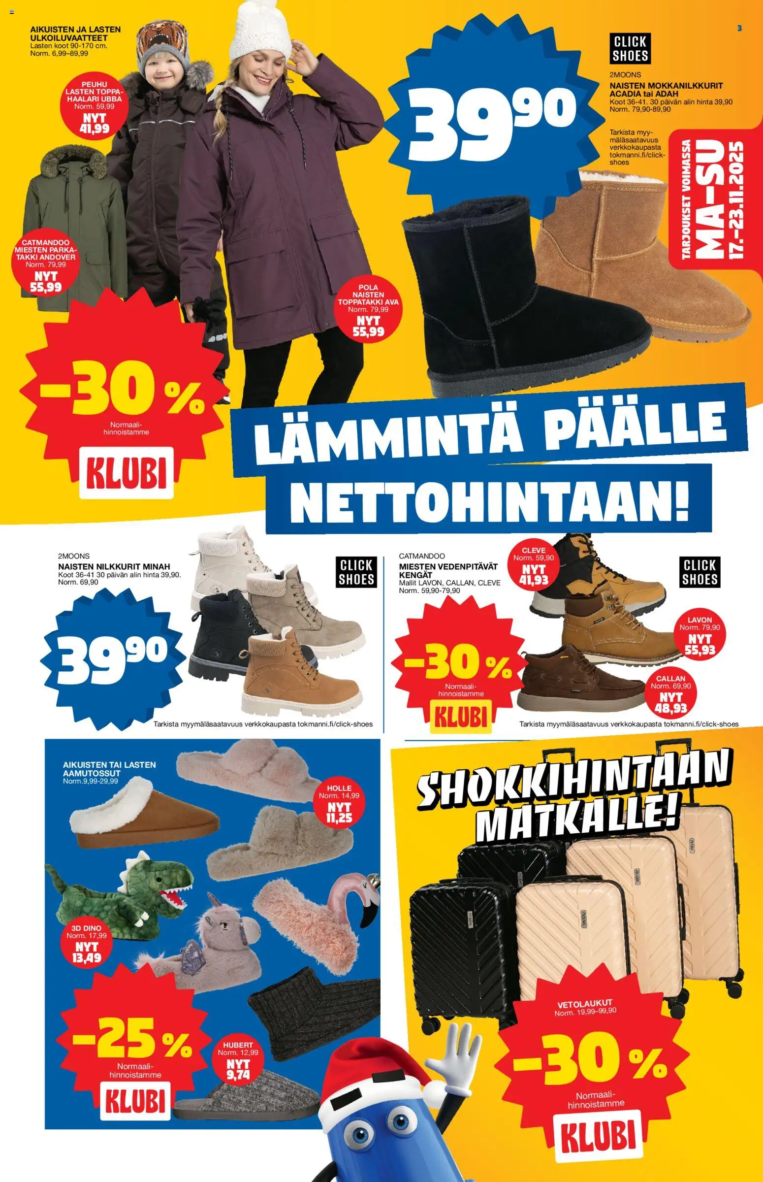 Tokmanni - Black Friday – voimassa 17.11.2025 alkaen | Sivu: 3 | Tuotteet: Nilkkurit, Takki, Haalari, Toppatakki