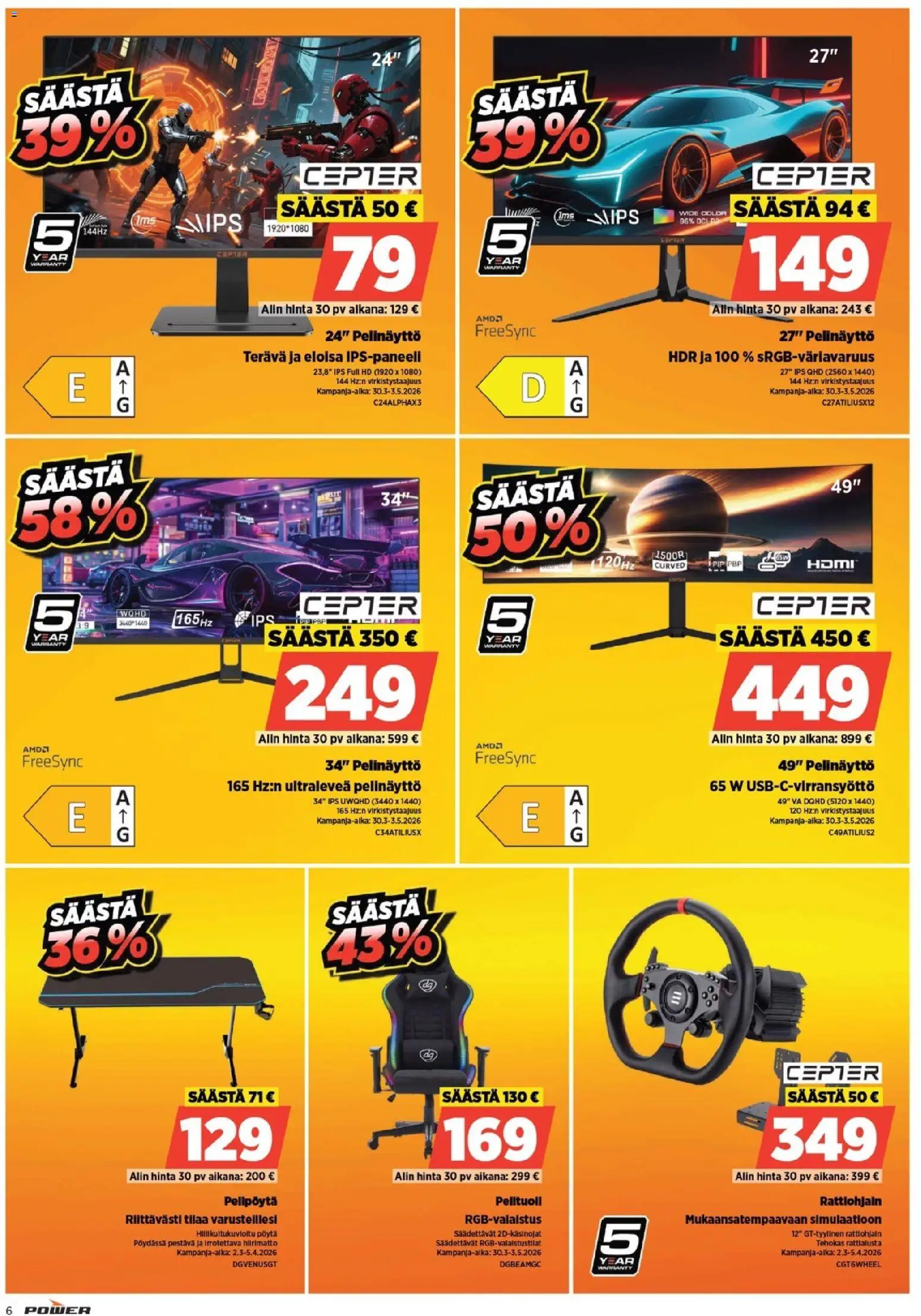 Power tarjoukset – voimassa 30.03.2026 alkaen | Sivu: 6 | Tuotteet: Pöytä