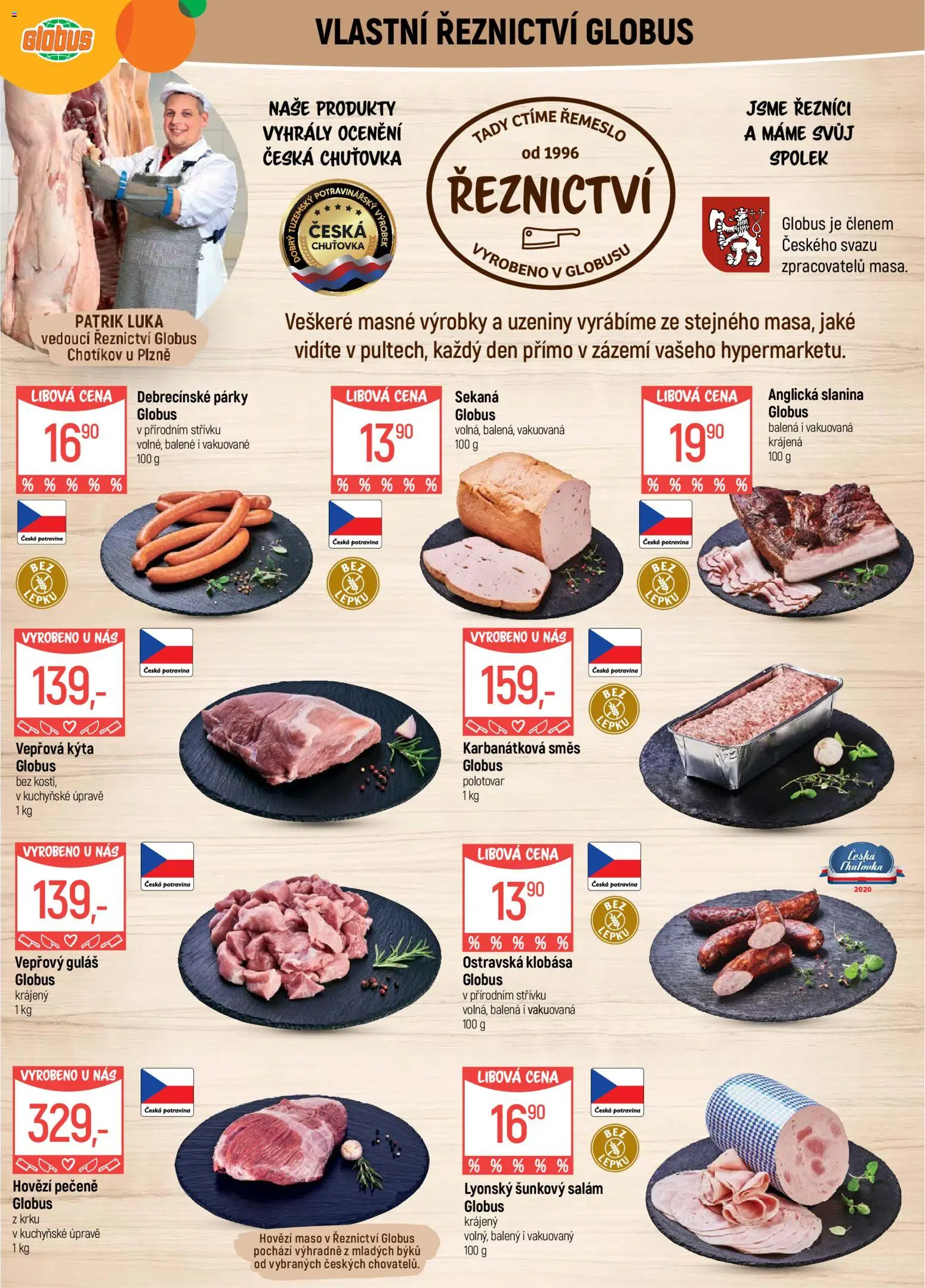 Globus leták - Plzeň od 08.04.2026 | Strana: 5 | Produkty: Hovězí, Párky, Guláš, Vepřová Kýta