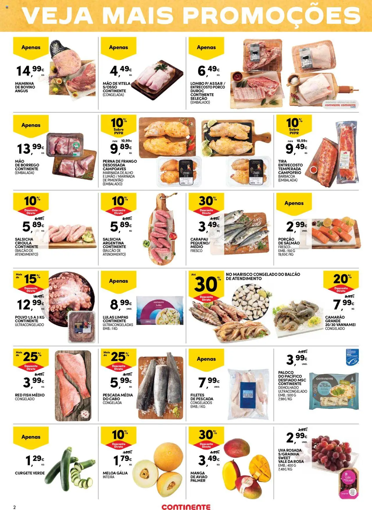 Continente - Fim de Semana │ válido de 08.08.2025 | Página: 2 | Produtos: Cabo, Frango, Polvo, Salsicha