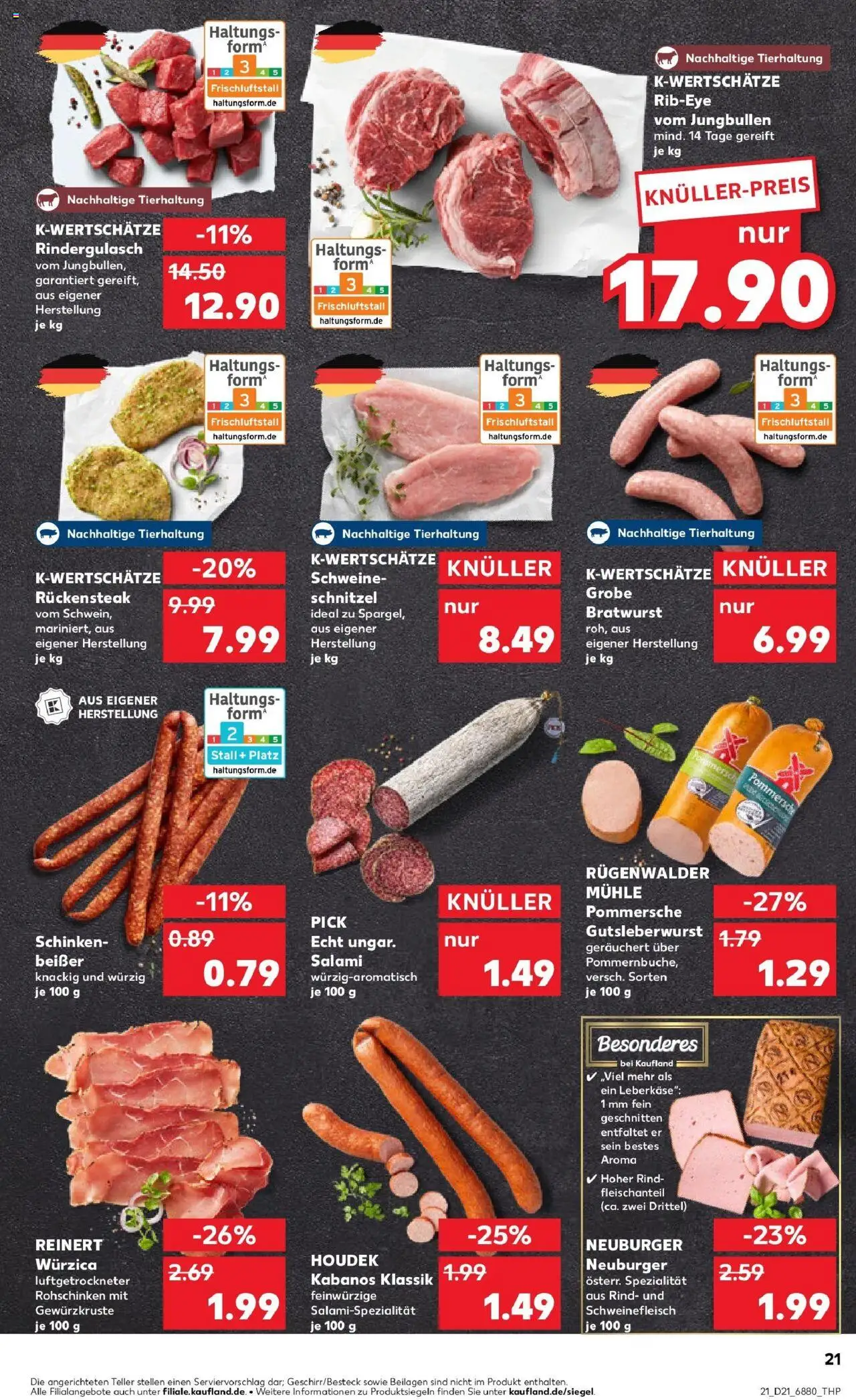 Kaufland prospekt Bad Kreuznach	 - gültig ab dem 22.05.2025 | Seite: 21 | Produkte: Rindergulasch, Bratwurst, Schinken, Leberkase