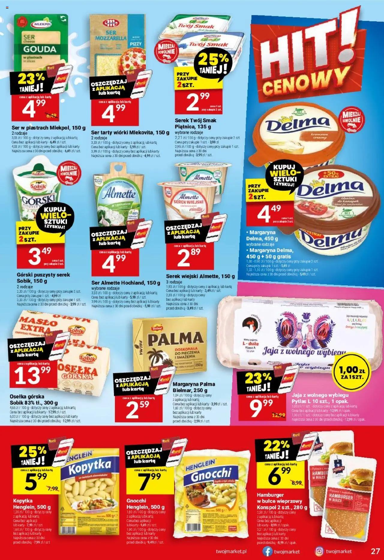 Twój Market Gazetka od 27.08.2025 | Strona: 27 | Produkty: Margaryna, Ser, Kopytka, Jaja