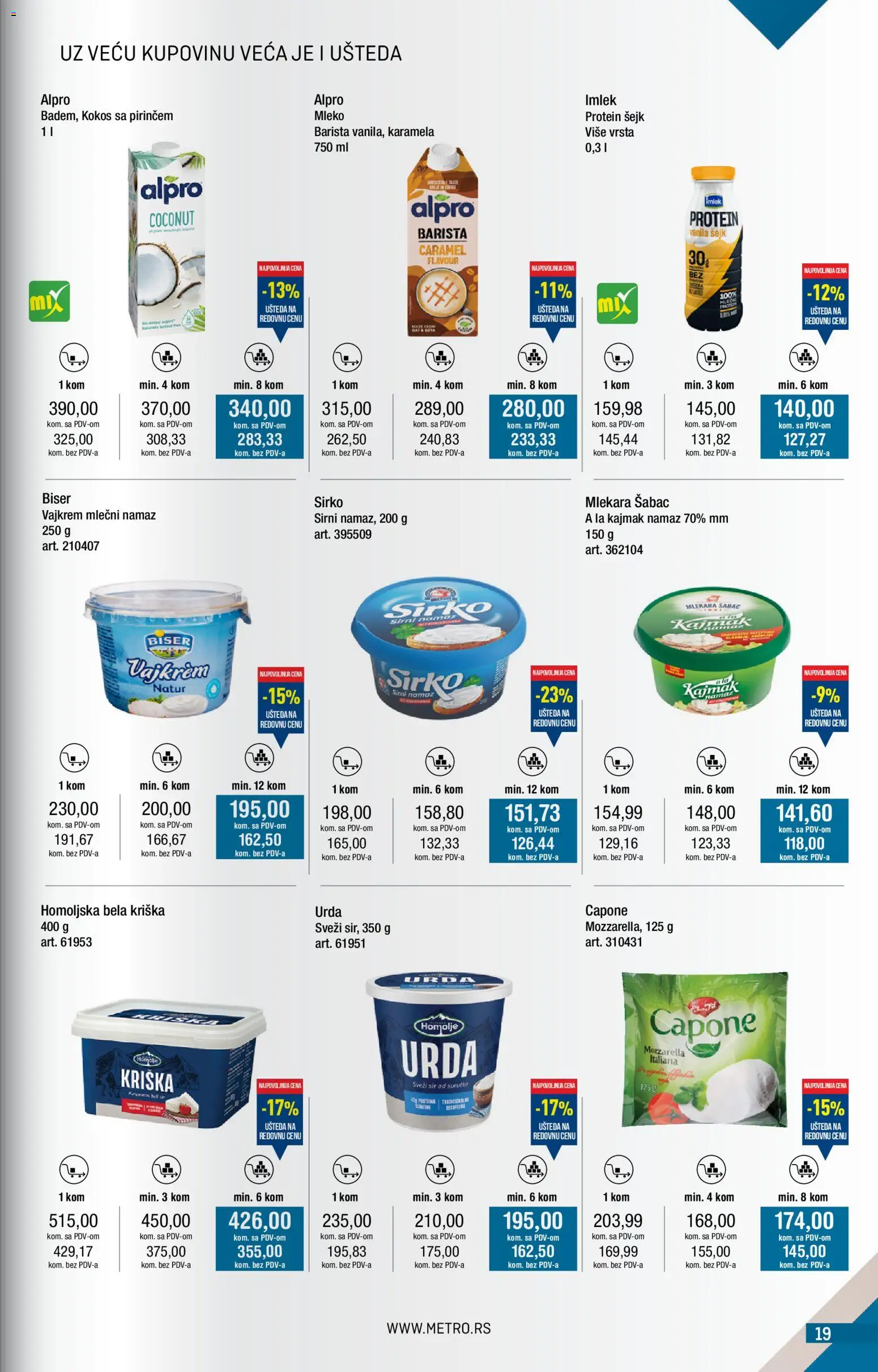 Metro katalog - važi od 01.12.2025 | Strana: 19 | Proizvode: Protein, Alpro, Sir, Kajmak