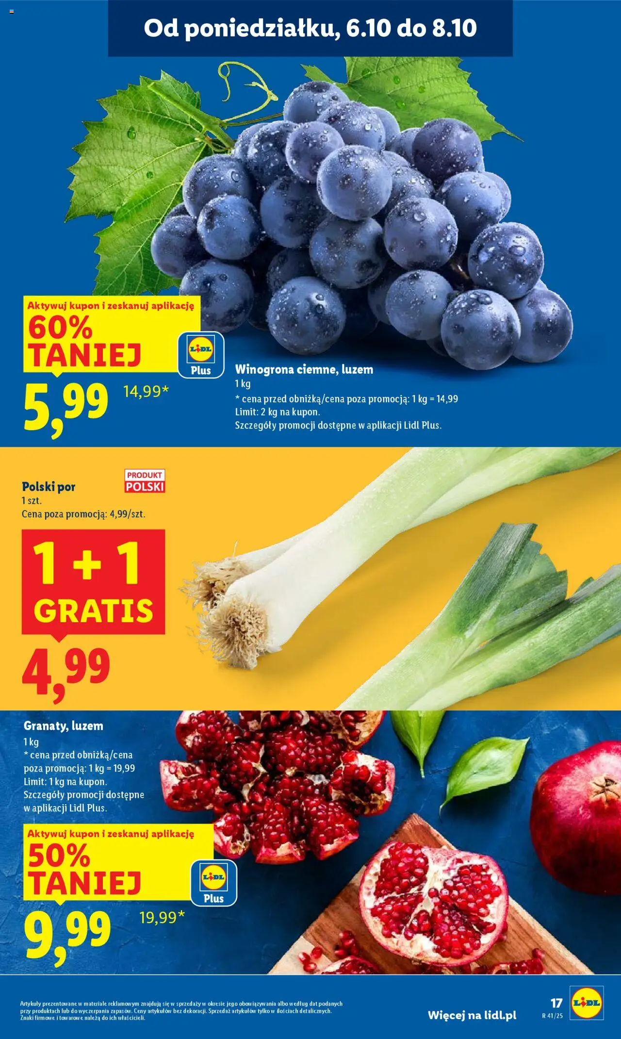 Lidl Gazetka od 06.10.2025 | Strona: 17 | Produkty: Winogrona, Por