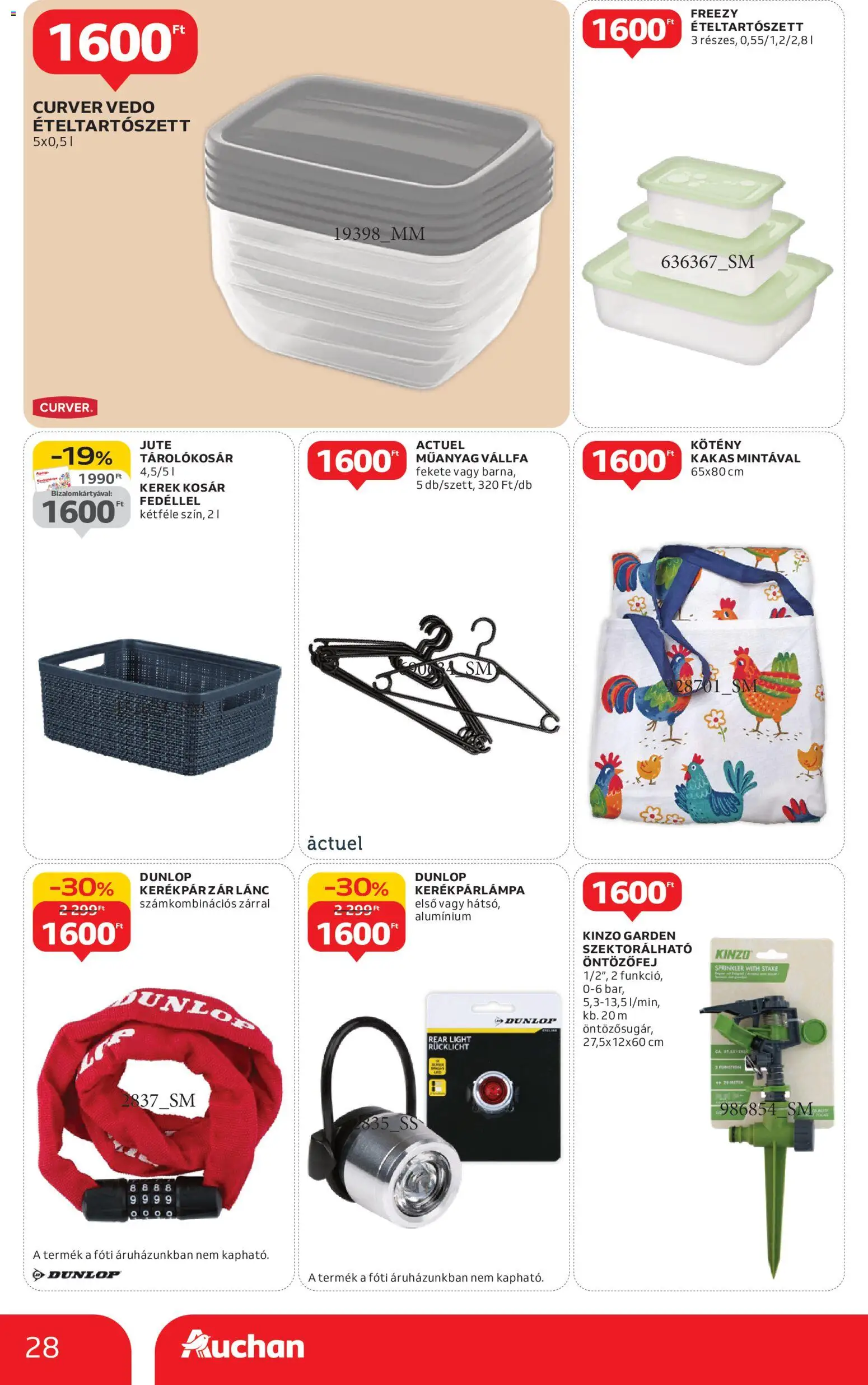 Auchan akciós ujság - amely érvényes a következő dátumtól: 15.01.2026 | Oldal: 28 | Termékek: Vállfa, Kosár, Kerékpár