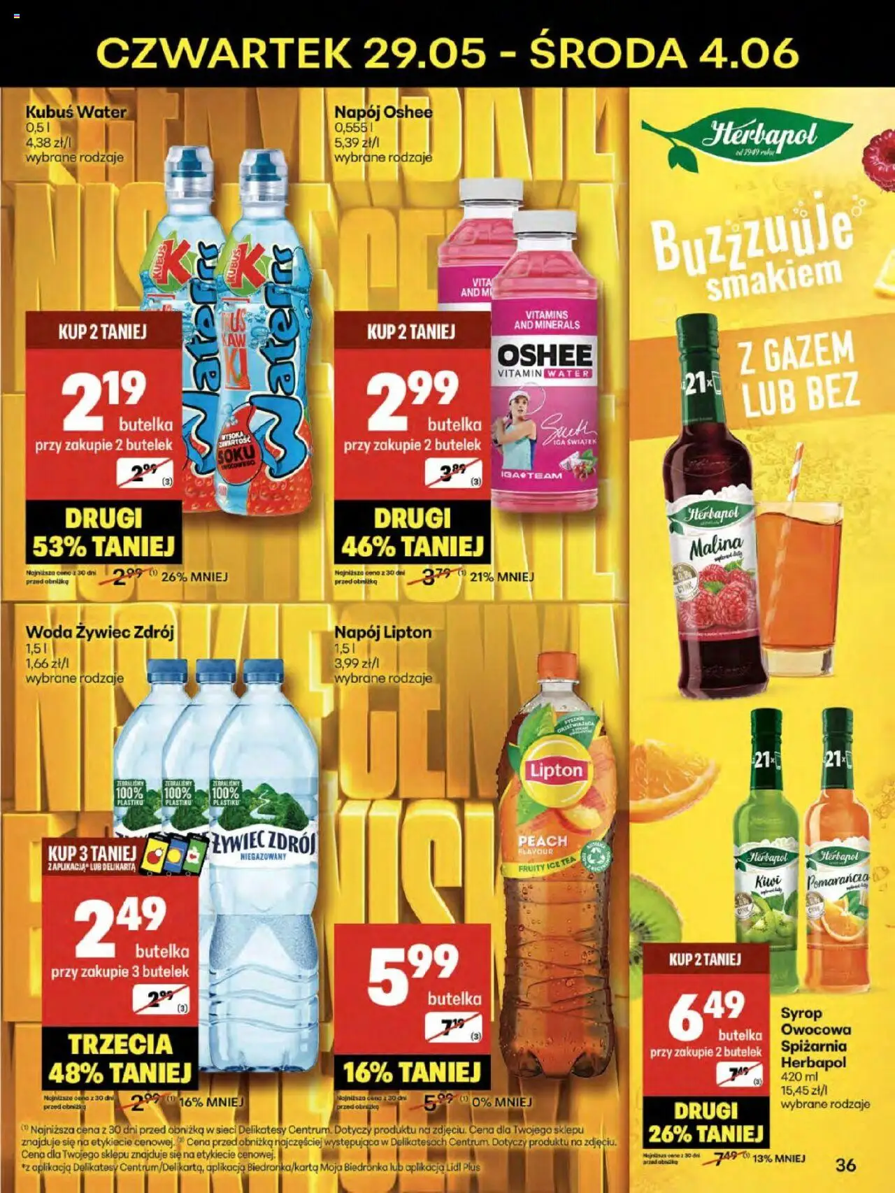 Delikatesy Centrum Gazetka od 29.05.2025 | Strona: 36 | Produkty: Malina, Ice Tea, Delikatesy, Woda