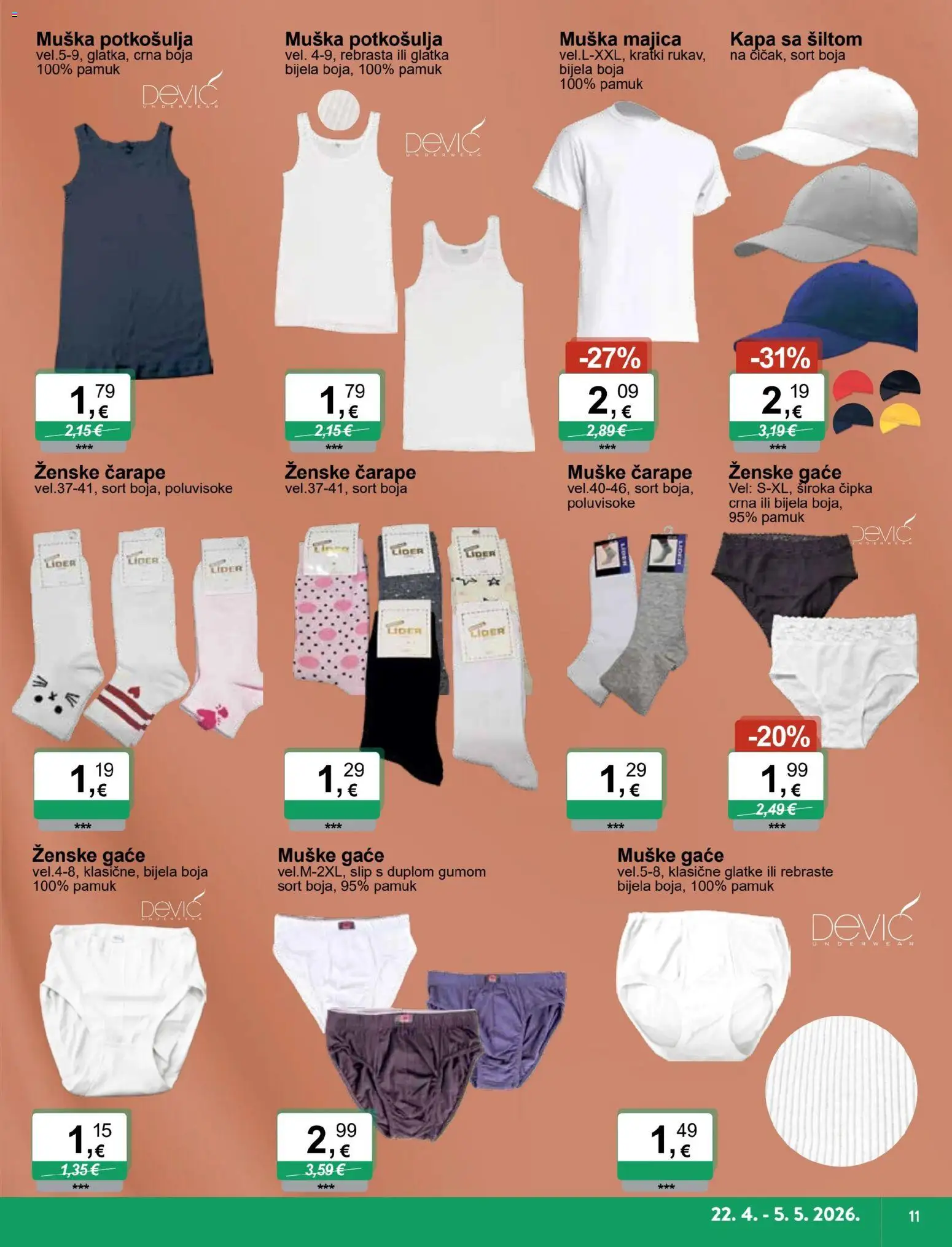 KTC katalog | vrijedi od 22.04.2026 | Stranica: 11 | Proizvodi: Majica, Čarape, Kapa