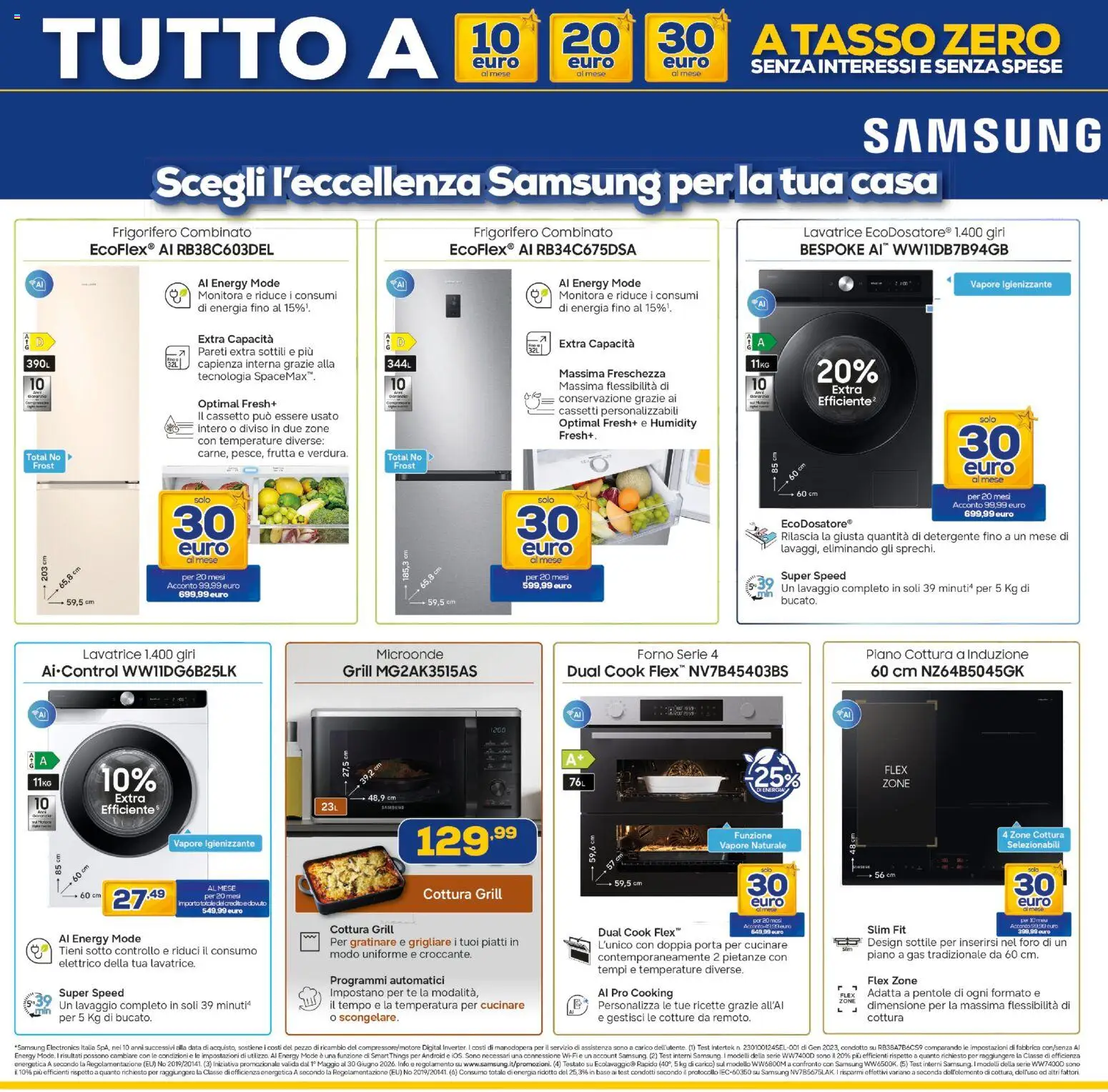 Volantino Euronics del 23.04.2026 | Pagina: 13 | Prodotti: Microonde, Detergente, Piano cottura, Samsung