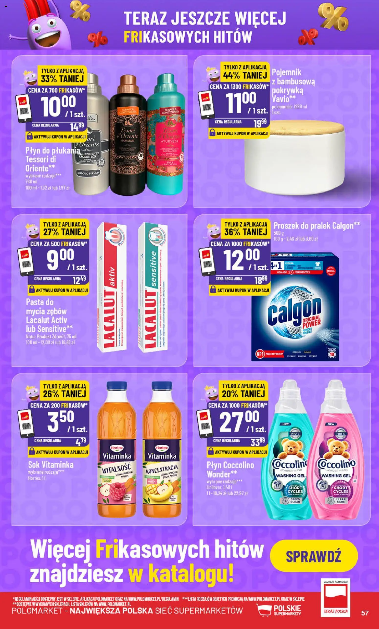 POLOmarket Gazetka od 04.02.2026 | Strona: 57 | Produkty: Calgon, Coccolino, Sok, Lacalut