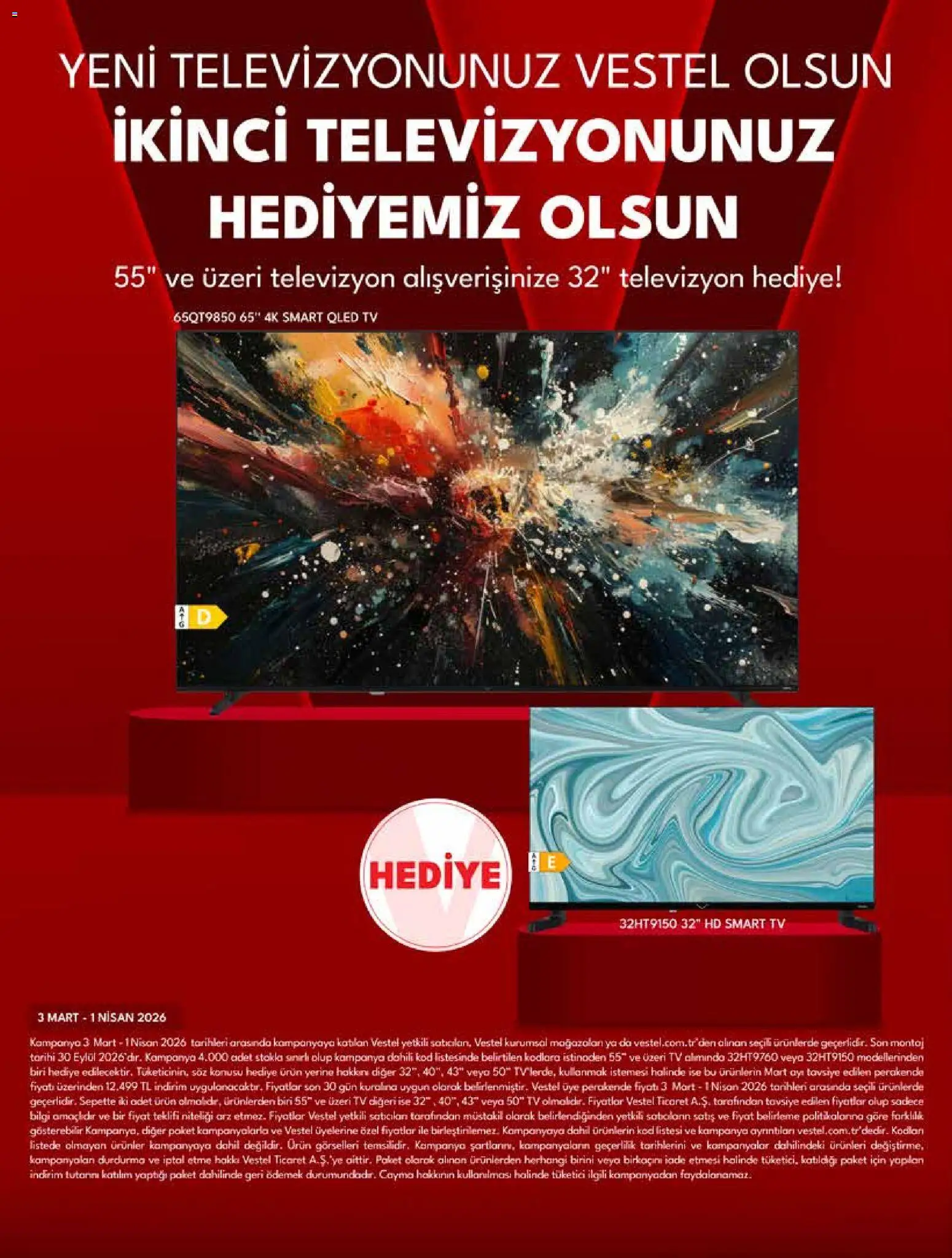 Vestel - Tüketici Elektroniği - 01.03.2026 tarihinden itibaren geçerlidir | Sayfa: 11 | Ürünler: Bakla, TV, Televizyon