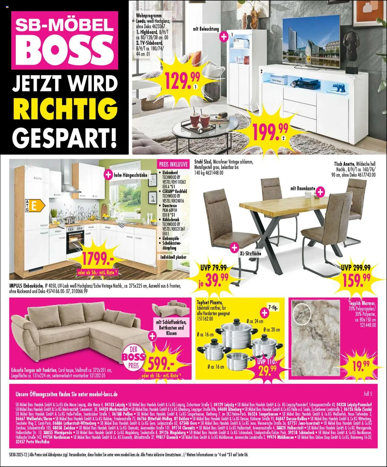 SB Möbel Boss Prospekt Chemnitz	 – gültig ab 13.09.2025 | Seite: 12 | Produkte: Kissen, Stuhl, Teppich, Kühlschrank