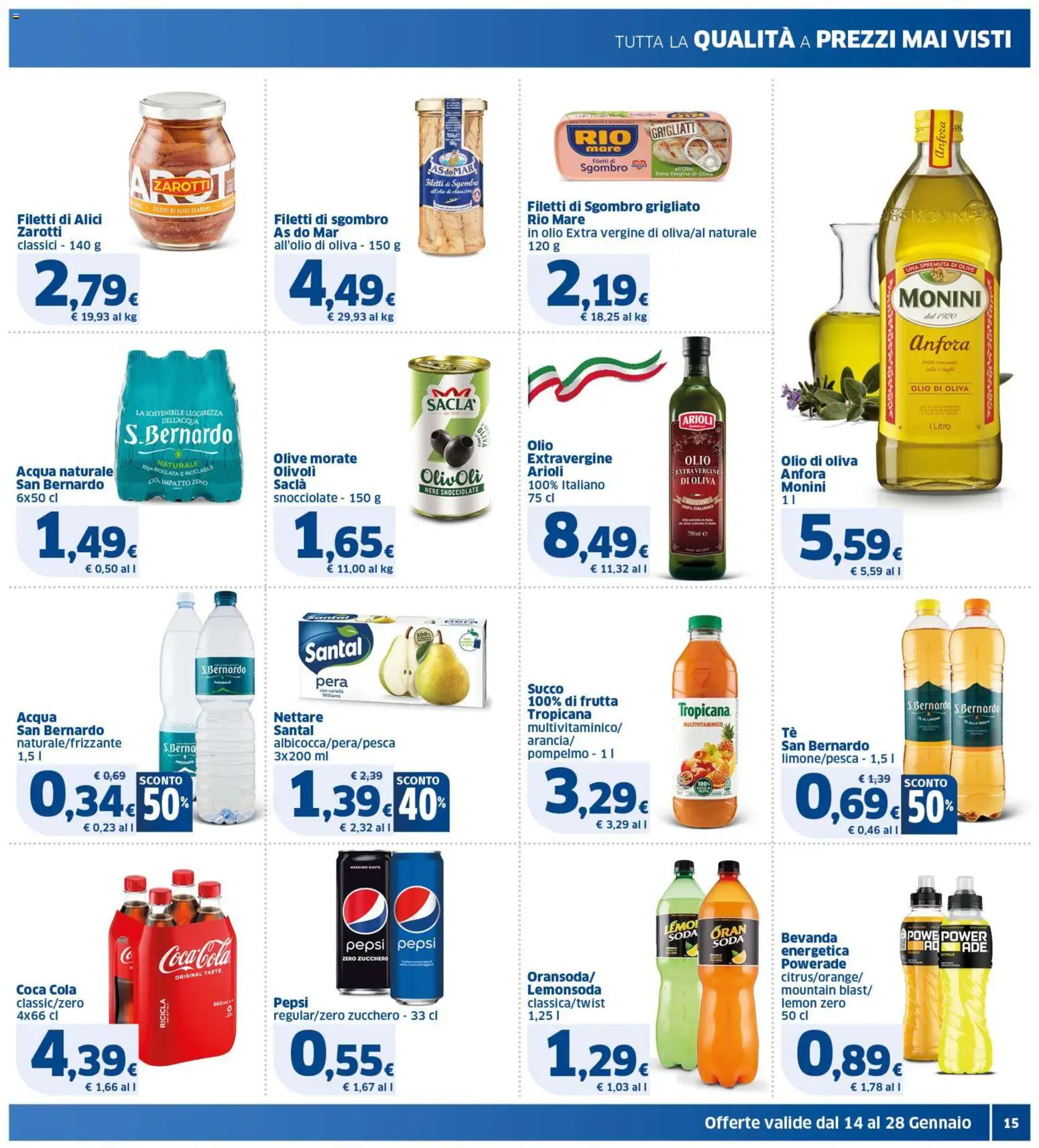 Volantino SIGMA del 14.01.2026 | Pagina: 15 | Prodotti: Olio, Olive, Acqua naturale, Sgombro