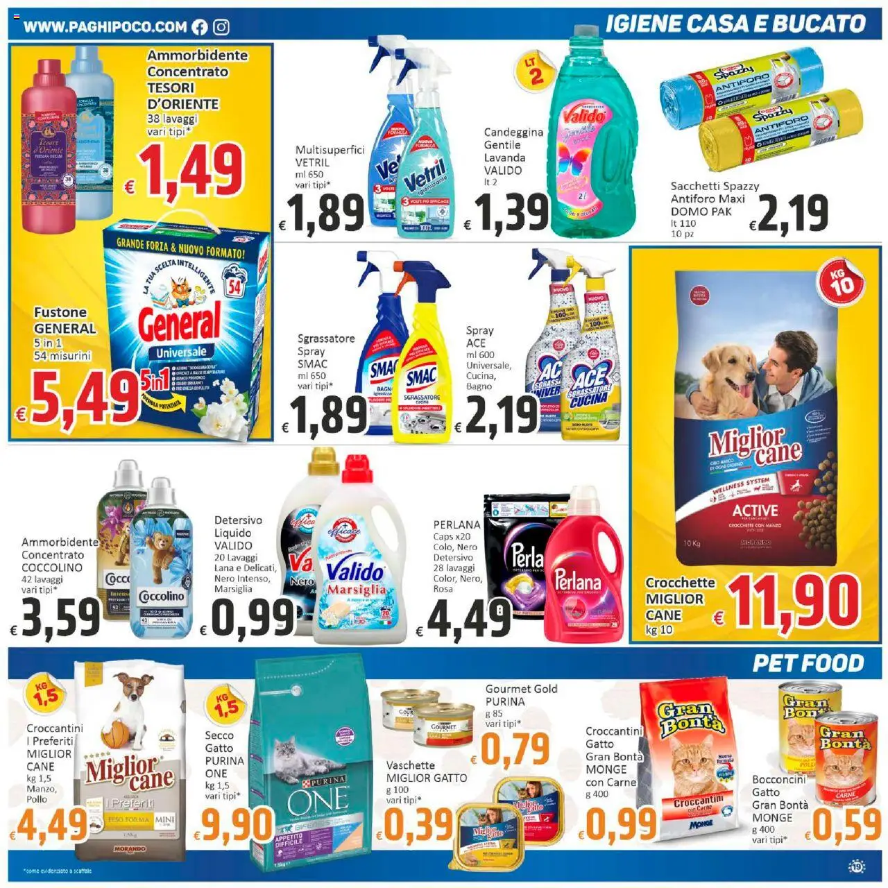 Volantino Paghi Poco del 10.10.2025 | Pagina: 19 | Prodotti: Pollo, Crocchette, Scaffale, Lavanda