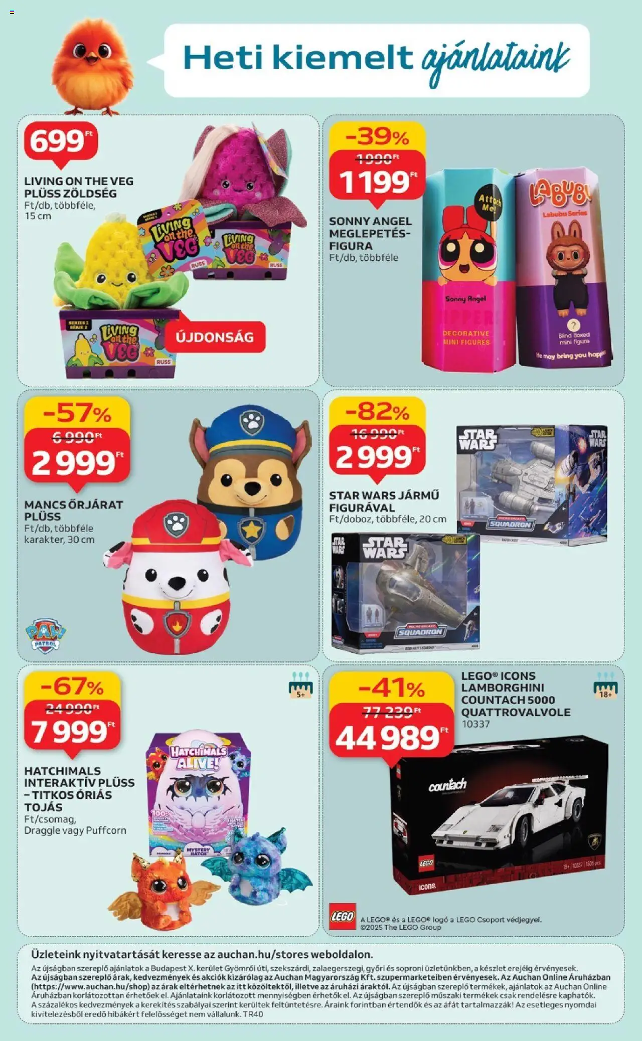 Auchan akciós ujság - amely érvényes a következő dátumtól: 02.10.2025 | Oldal: 20 | Termékek: Plüss, Tojás, Zöldség
