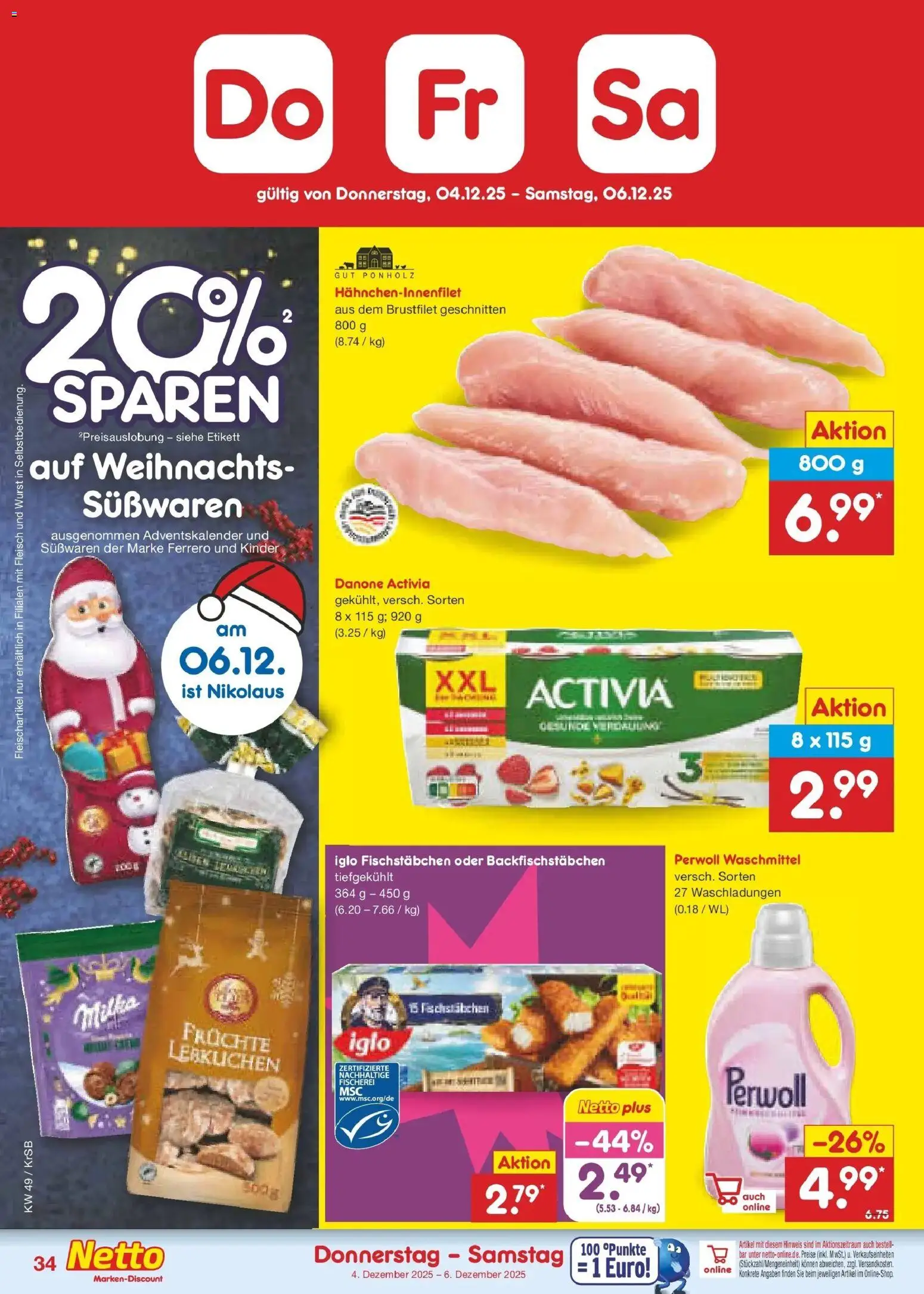 Netto Marken-Discount prospekt Jüchen	 – gültig ab 01.12.2025 | Seite: 36 | Produkte: Activia, Perwoll, Waschmittel, Wurst
