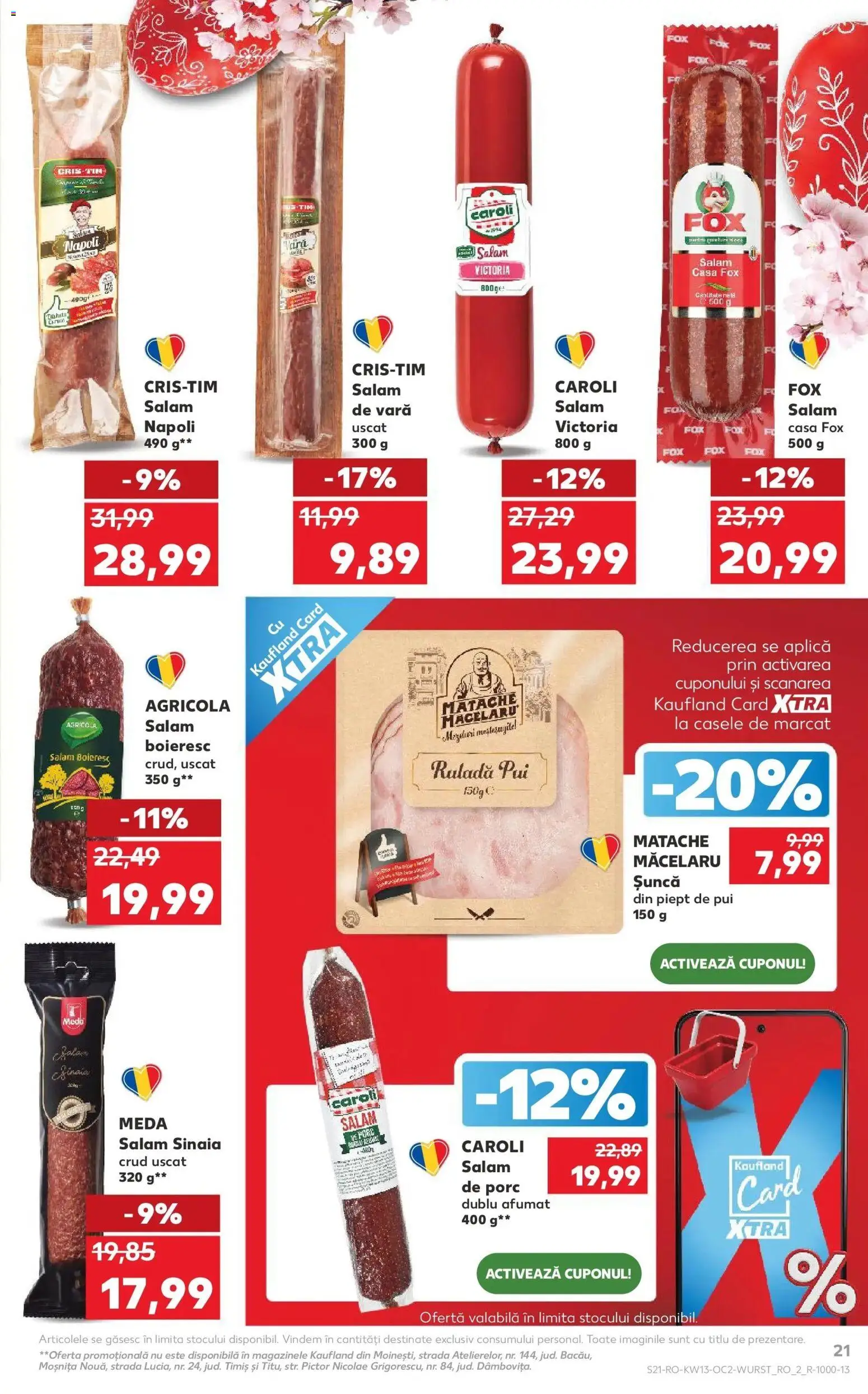 Noul catalog Kaufland – valabil de la 25.03.2026 | Pagină: 21 | Produse: Hacıyatmaz Kedi Oyuncağı, Salam, Șuncă