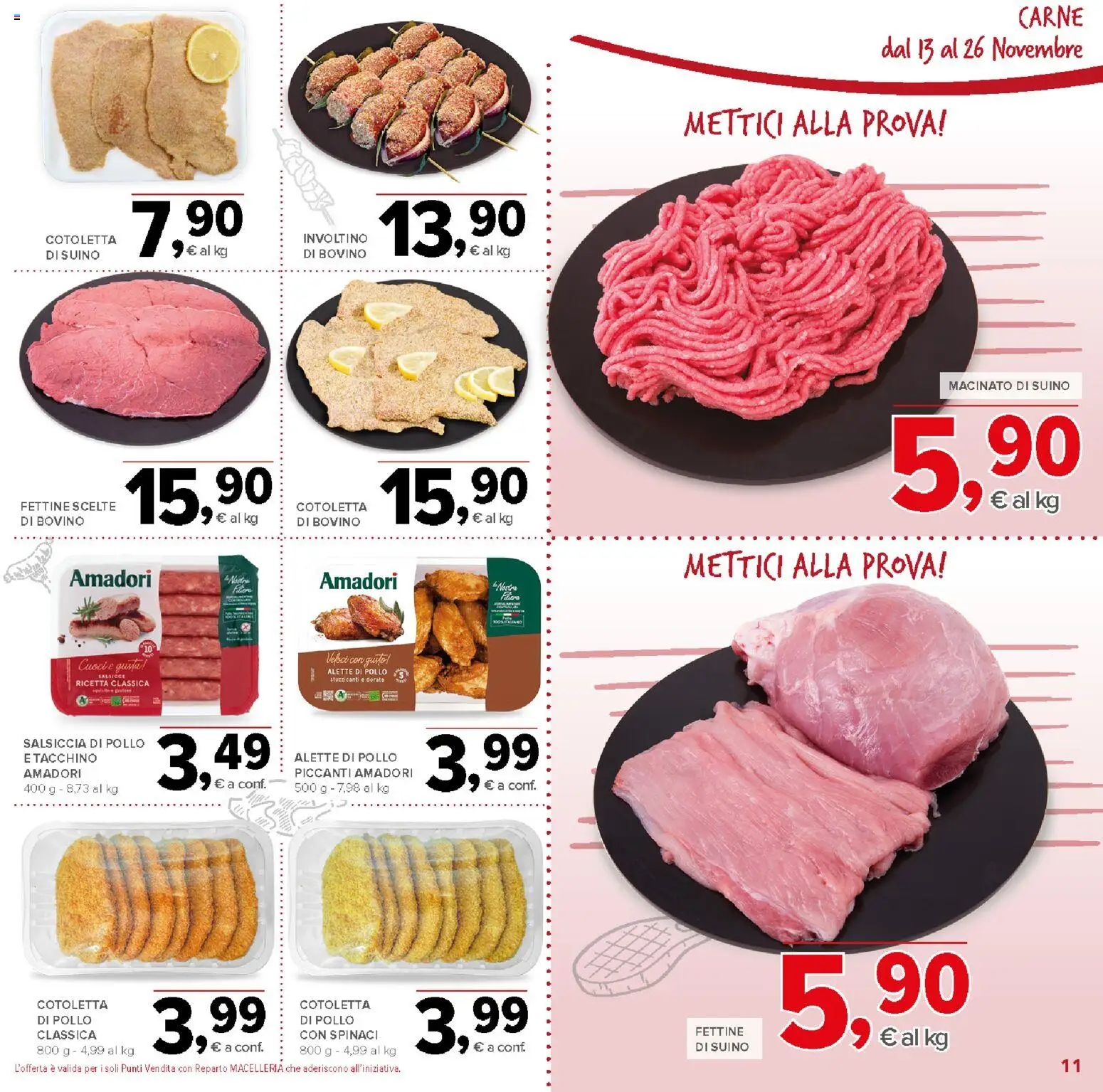 Volantino Todis del 13.11.2025 | Pagina: 11 | Prodotti: Pollo, Suino, Tacchino, Spinaci