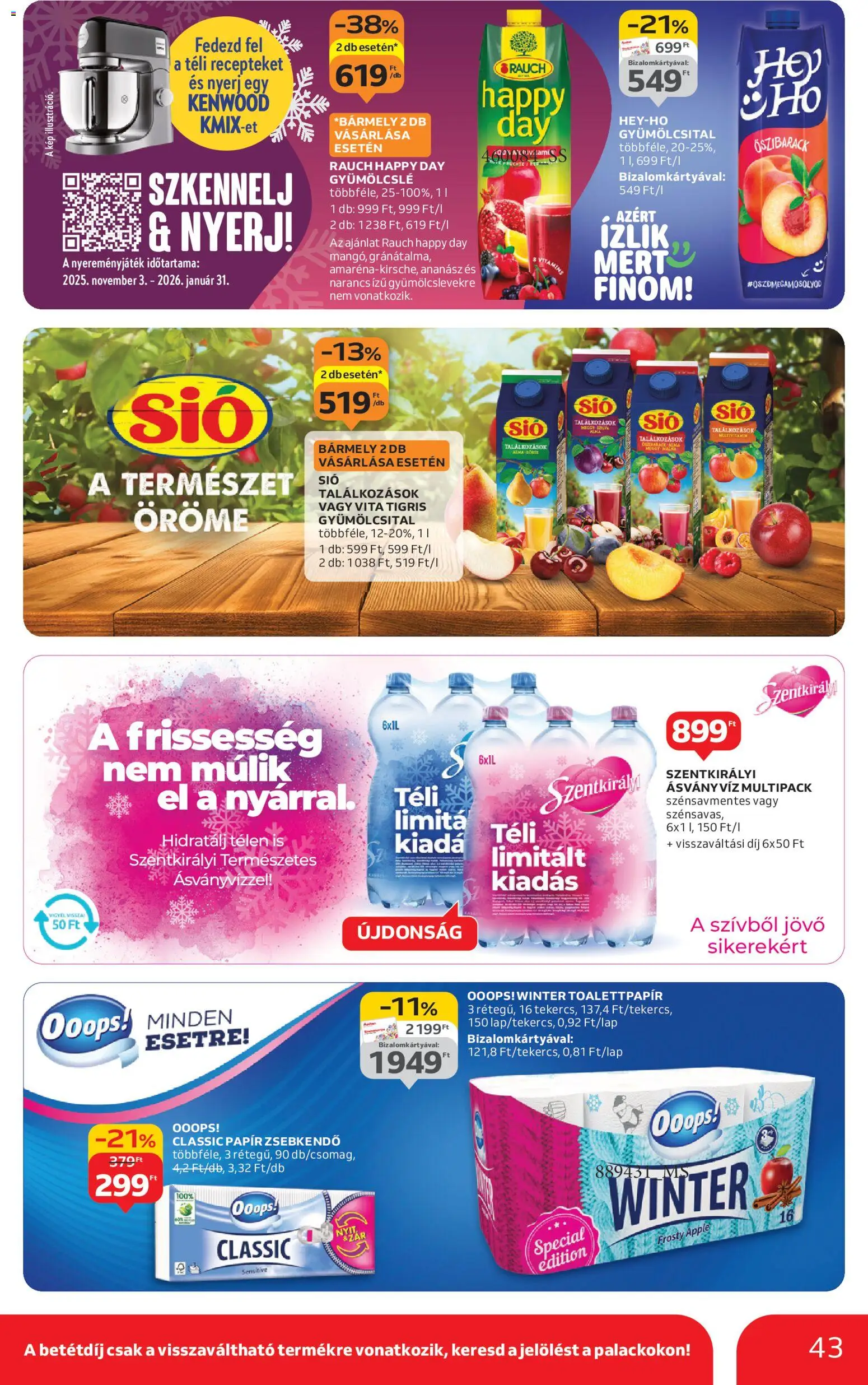 Auchan akciós ujság - amely érvényes a következő dátumtól: 18.12.2025 | Oldal: 43 | Termékek: Őszibarack, Gyümölcslé, Narancs, Ananász