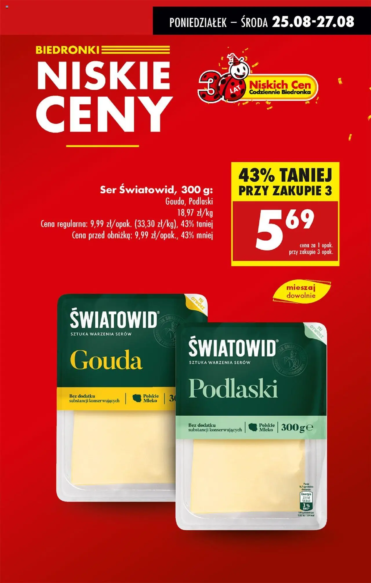 Biedronka gazetka od 25.08.2025 | Strona: 3 | Produkty: Mleko, Ser