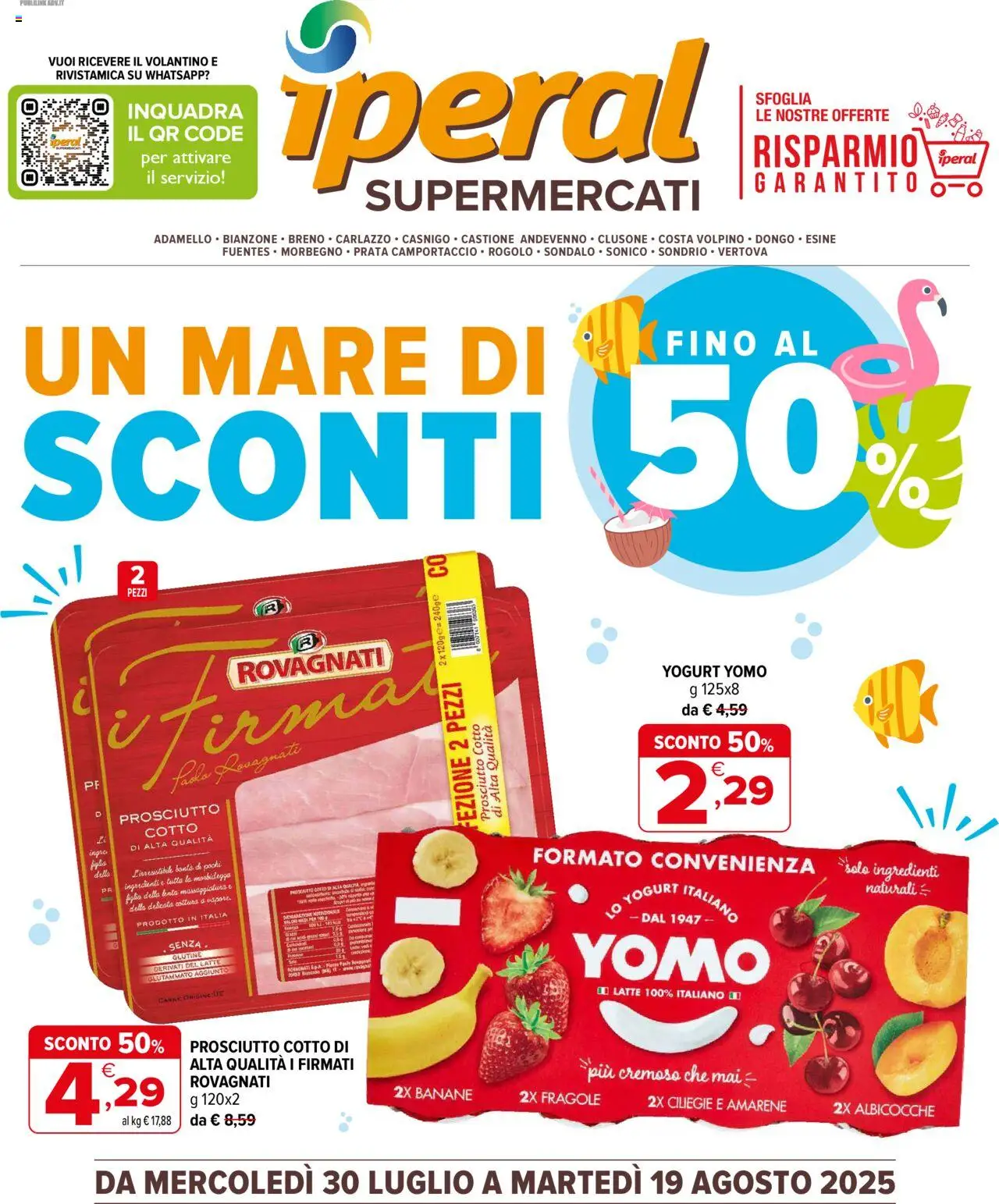 Volantino Iperal del 30.07.2025 | Pagina: 1 | Prodotti: Prosciutto Cotto, Yogurt, Banane, Fragole