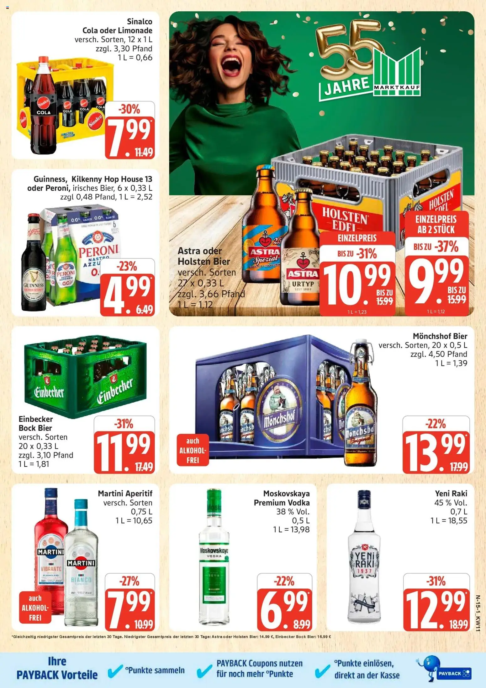 Marktkauf Prospekt Cuxhaven – gültig ab 09.03.2026 | Seite: 15 | Produkte: Sinalco, Monchshof, Astra, Holsten