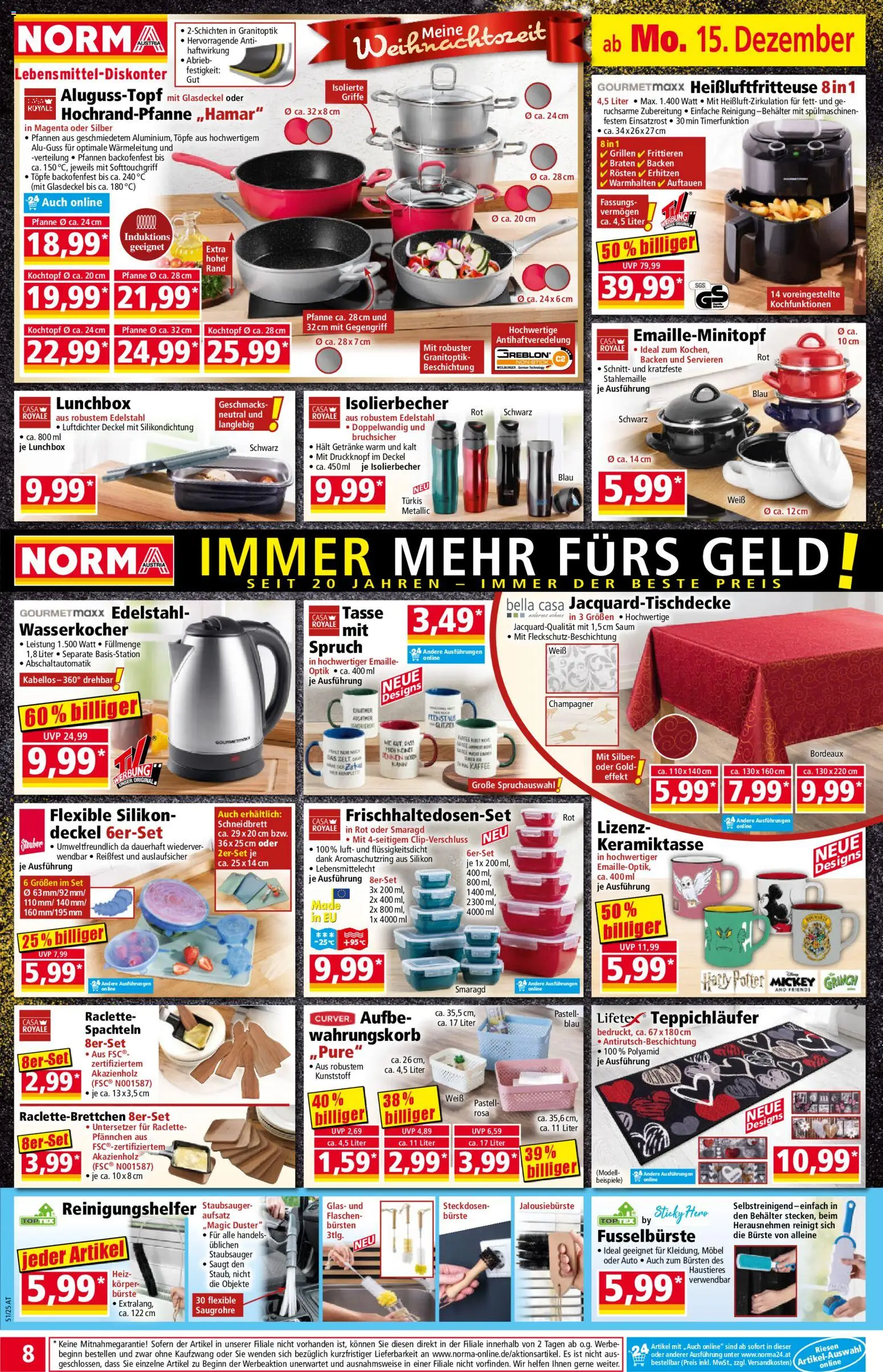 Norma Flugblatt gültig ab 15.12.2025 | Seite: 8 | Produkte: Wasserkocher, Staubsauger, Bürste, Kaffee