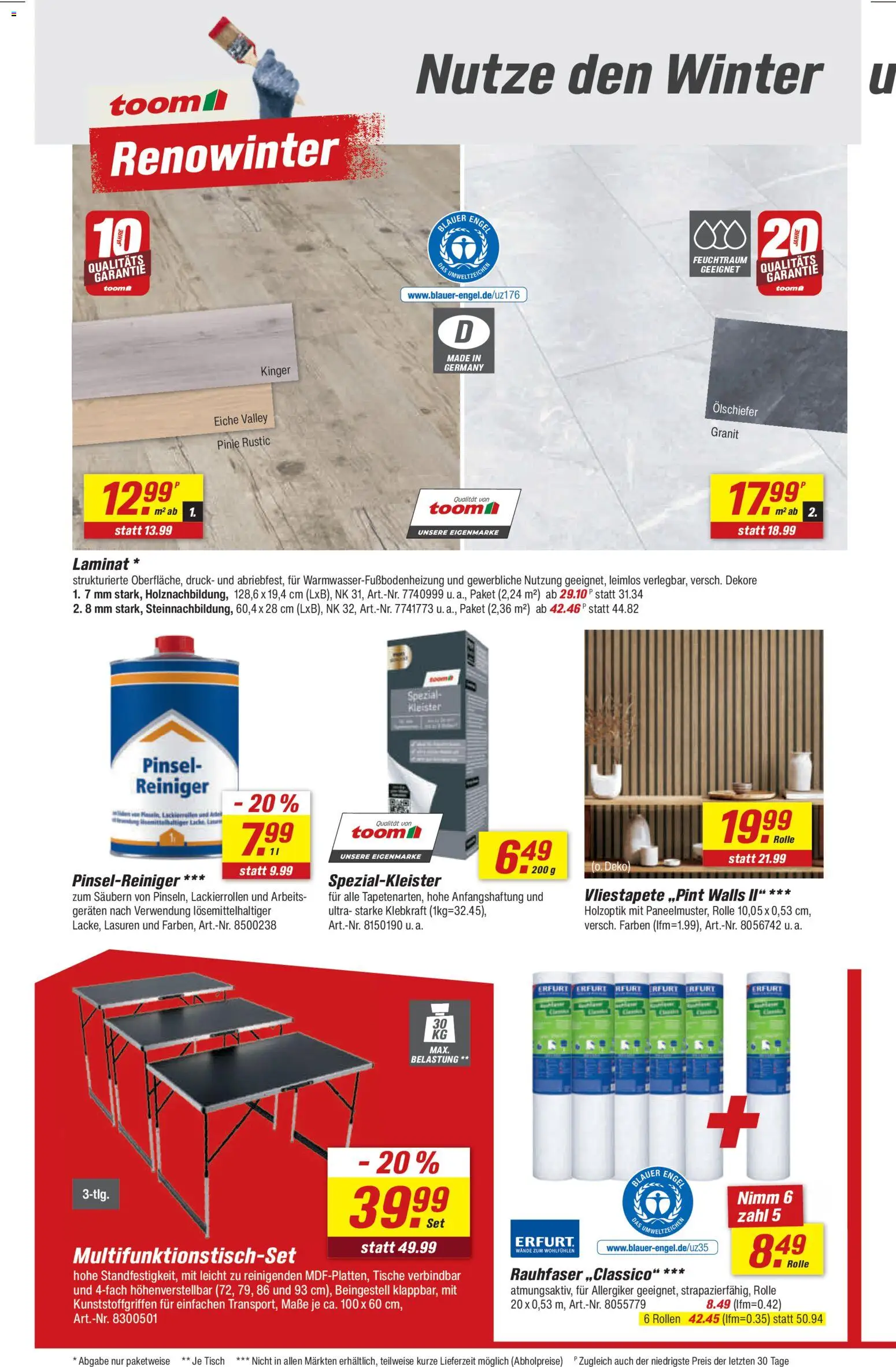 Toom Baumarkt Prospekt 	 – gültig ab 24.01.2026 | Seite: 10 | Produkte: Tisch, Pinsel