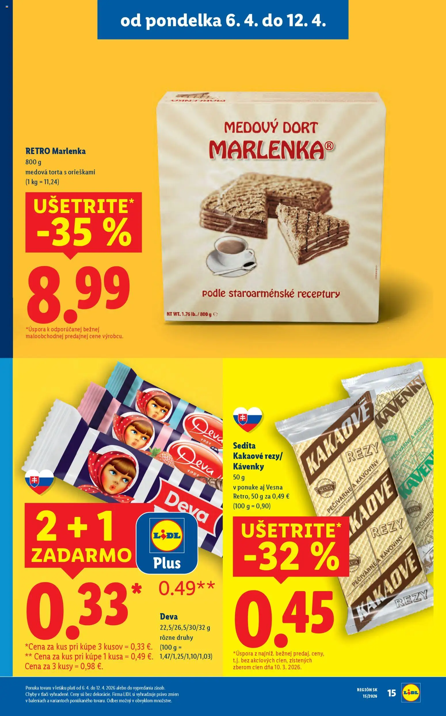 Nové Lidl akcie – leták je platný od 06.04.2026 | Strana: 17 | Produkty: Torta, Marlenka