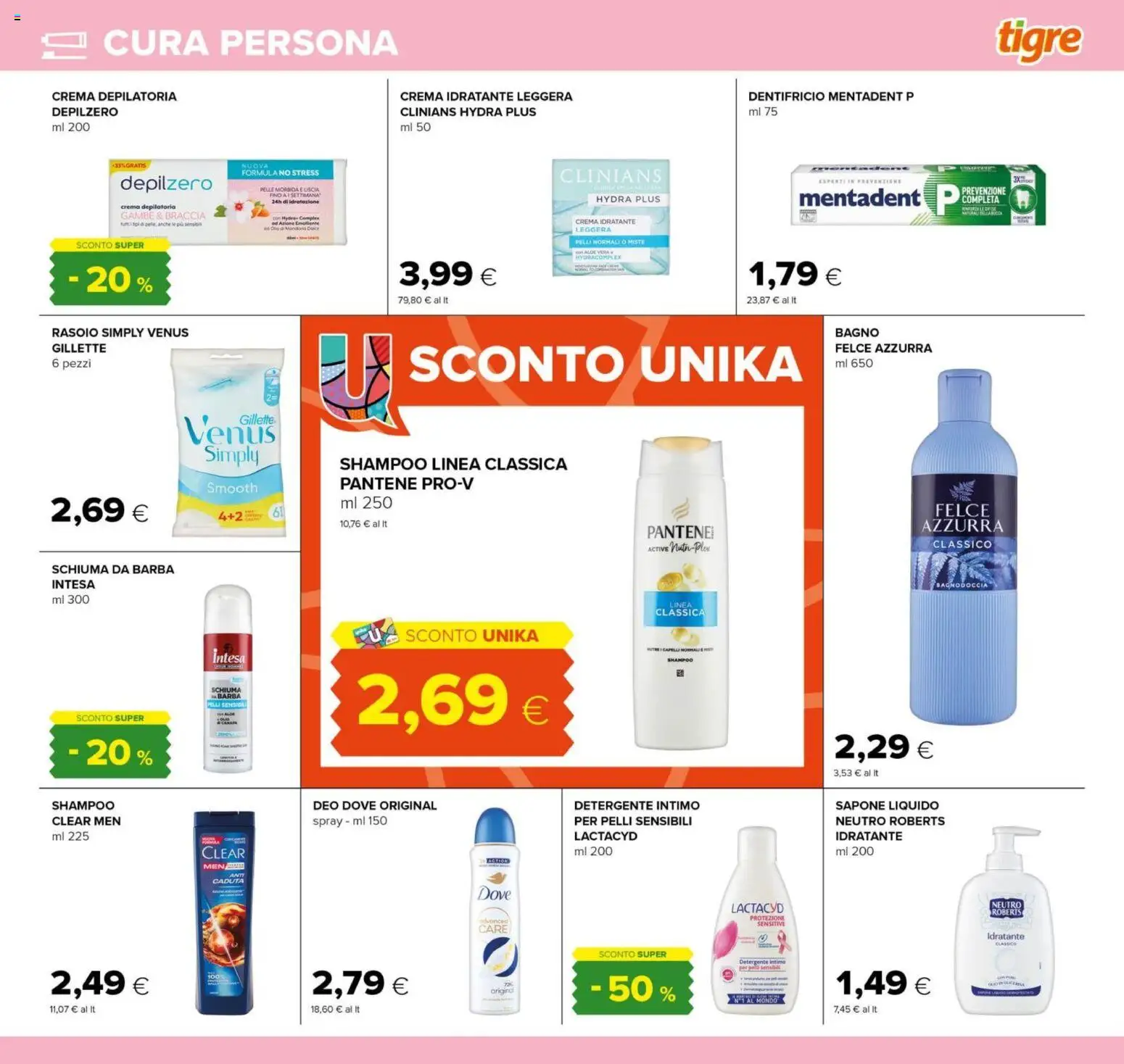 Volantino Tigre del 23.04.2026 | Pagina: 17 | Prodotti: Rasoio, Dentifricio, Detergente, Bagno