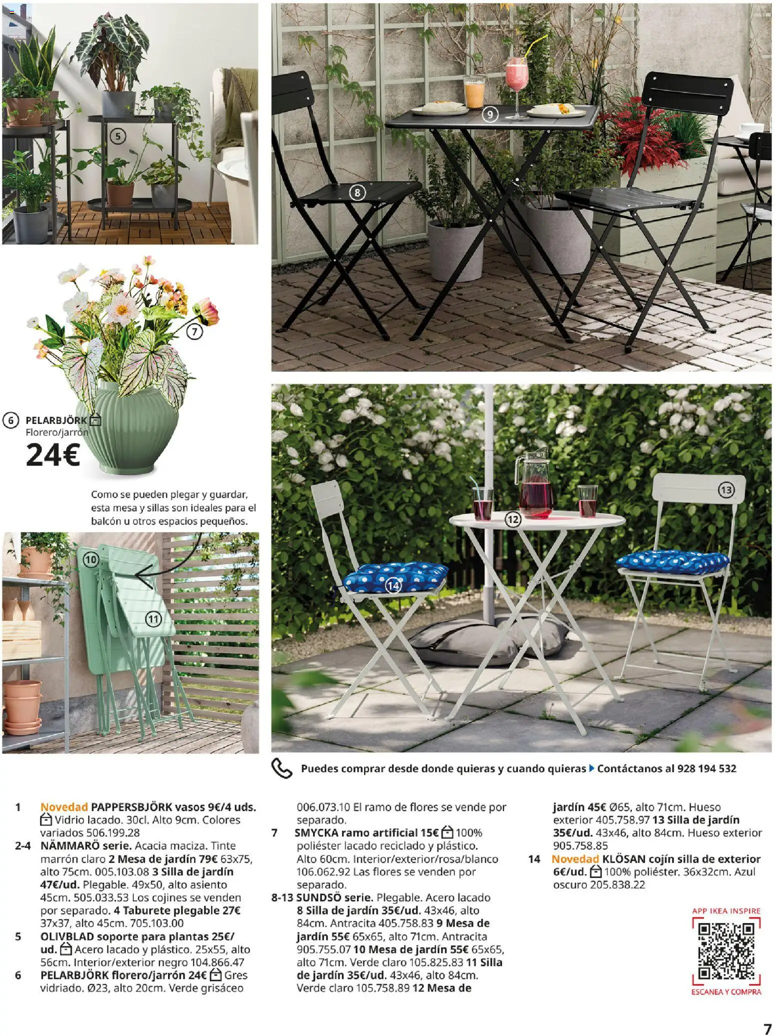 Catálogo IKEA Muebles de exterior │ válido desde el 17.12.2025 | Página: 7 | Productos: Mesa de jardín, Soporte para plantas, Cojín, Mesa