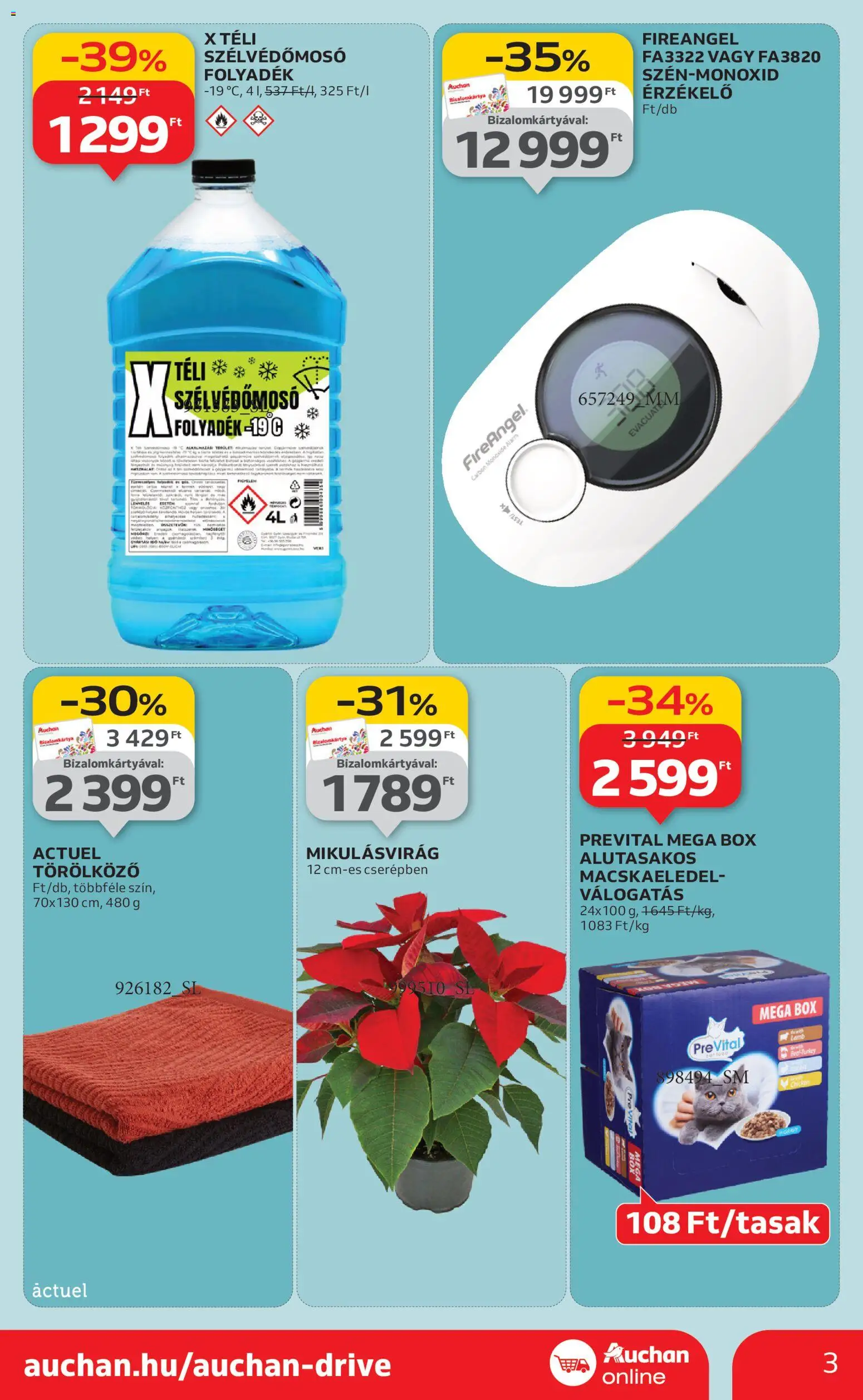 Auchan akciós ujság - amely érvényes a következő dátumtól: 27.11.2025 | Oldal: 3 | Termékek: Törölköző, Macskaeledel